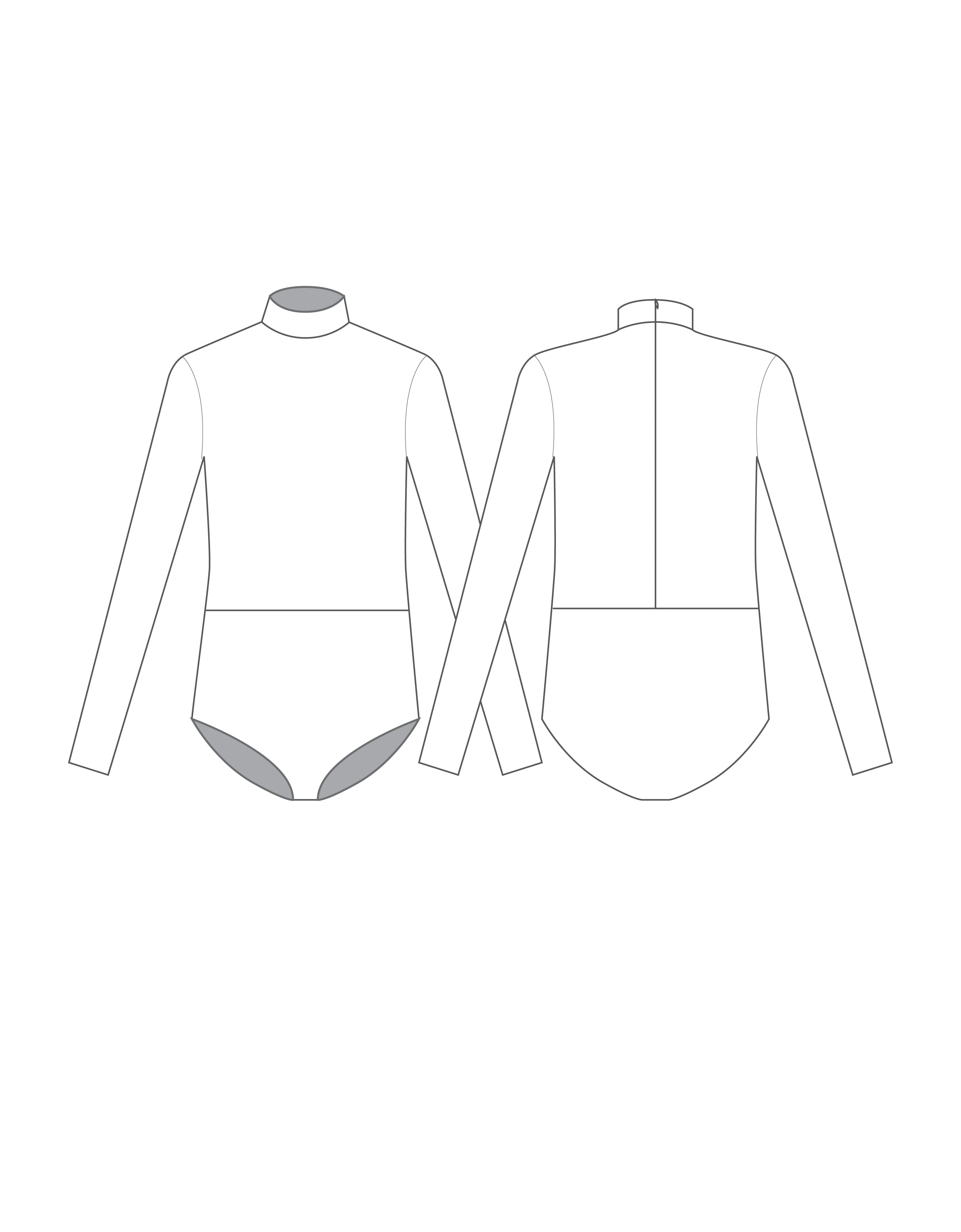 Body per ragazzi a maniche lunghe con scollo a V e cerniera posteriore, personalizzabile con inchiostro - Lycra