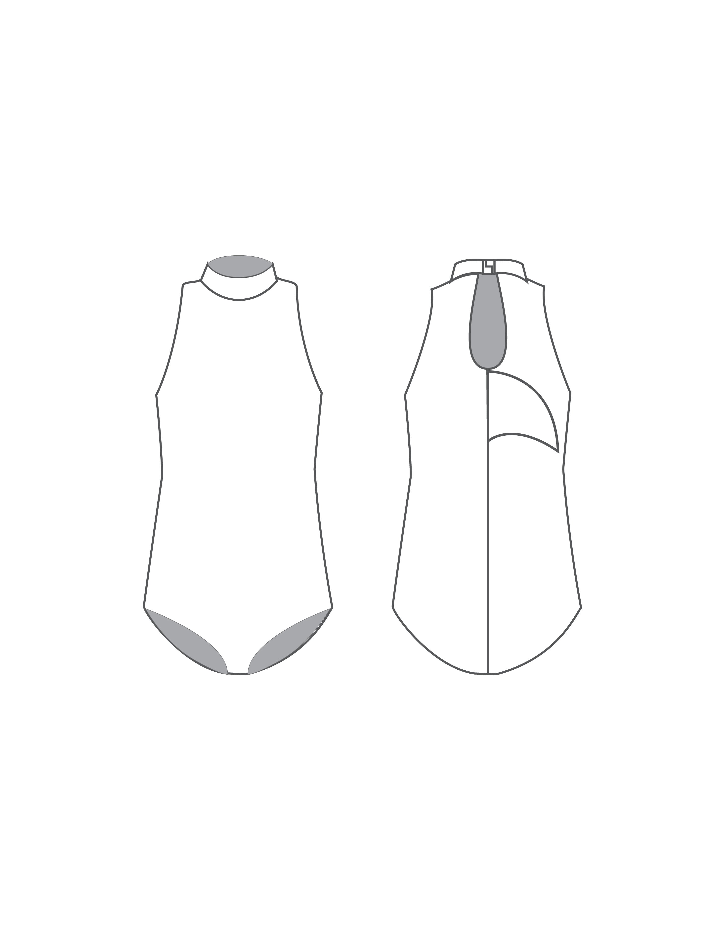 Custom Inked TNeck Leotard with Fin - Hologram
