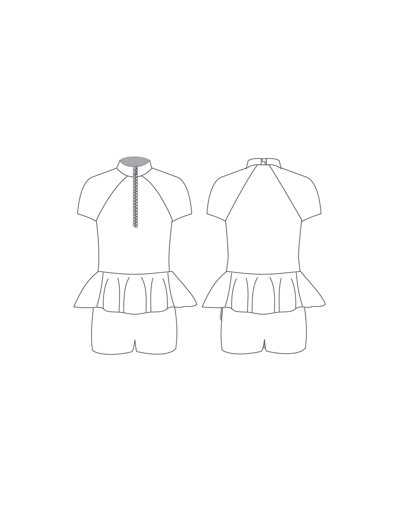 Biketard Raglan personalizzato con cerniera e peplo - Lycra