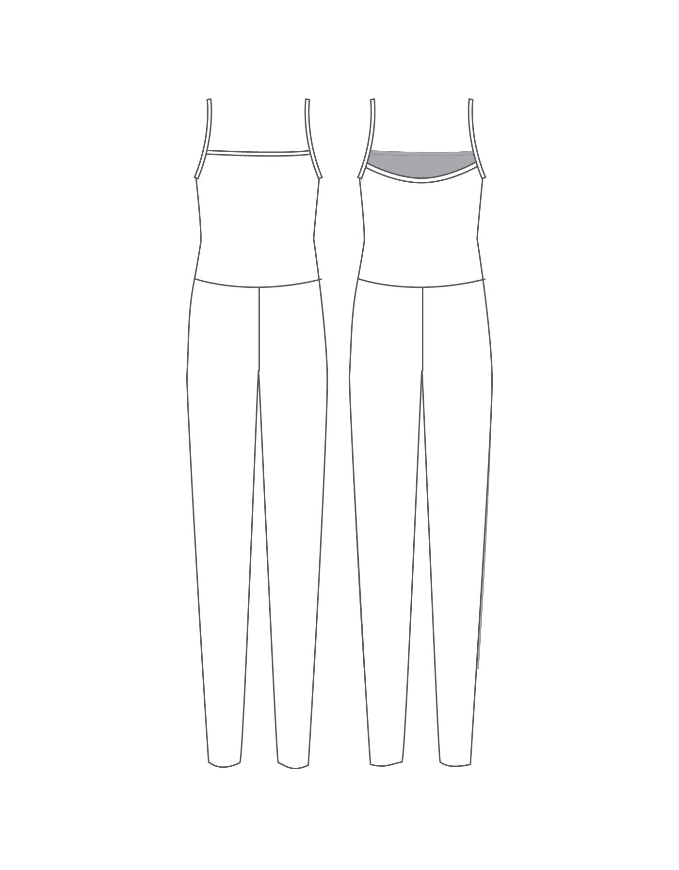 Custom Inked Camisole Unitard Two Fabrics - Flat Supplex