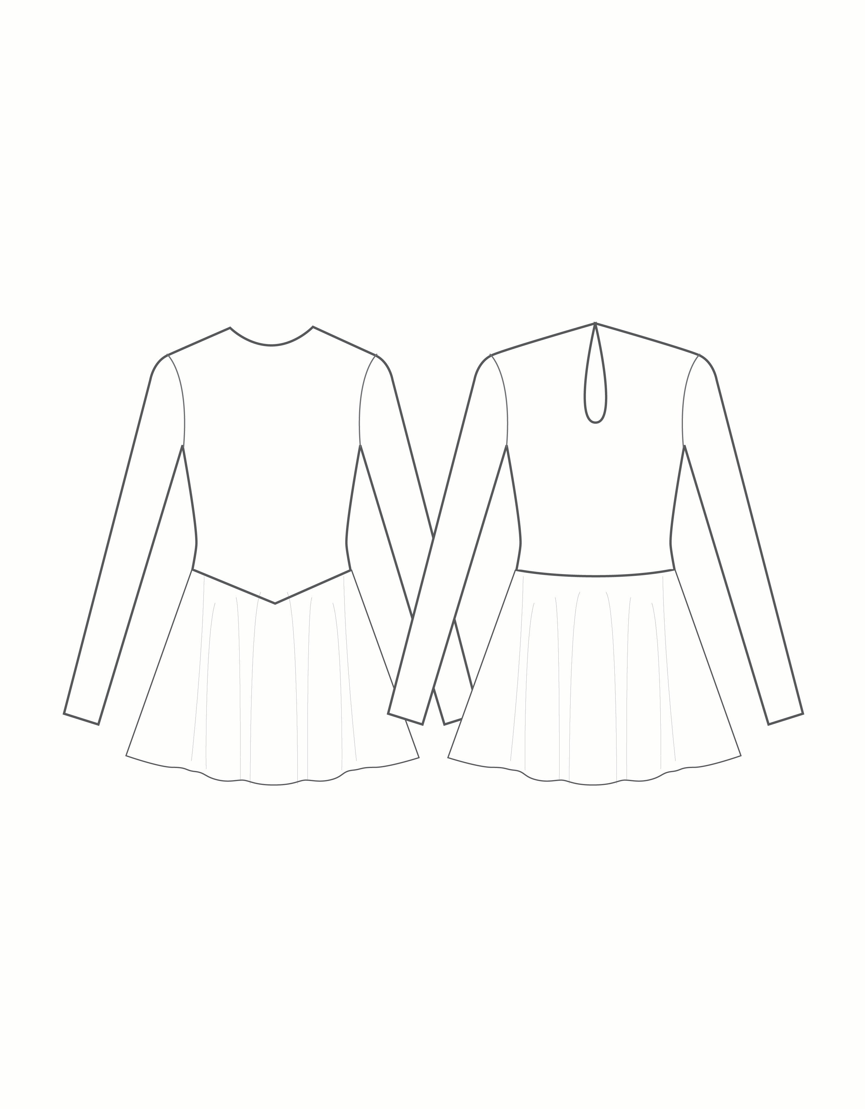 Abito LS personalizzato con scollo rotondo, apertura a V sul retro e scollo a V sul davanti - Velluto