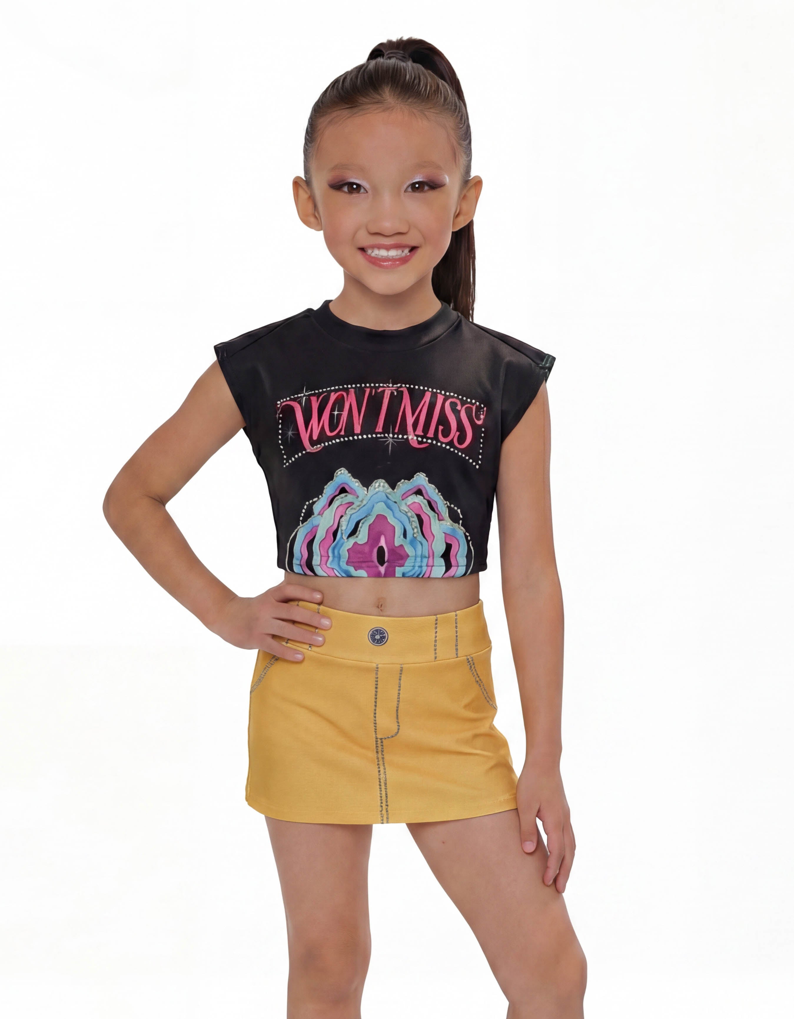 Demon Huntress Panel Skort with Waistband and Panty