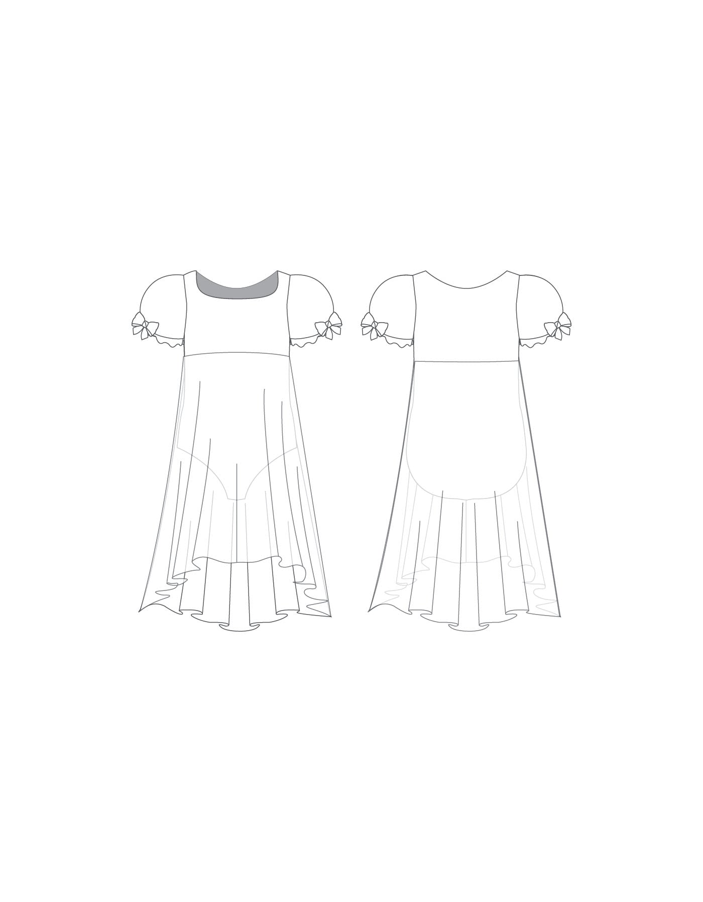Abito con maniche a sbuffo inchiostrate personalizzate con chiffon - Lycra e chiffon