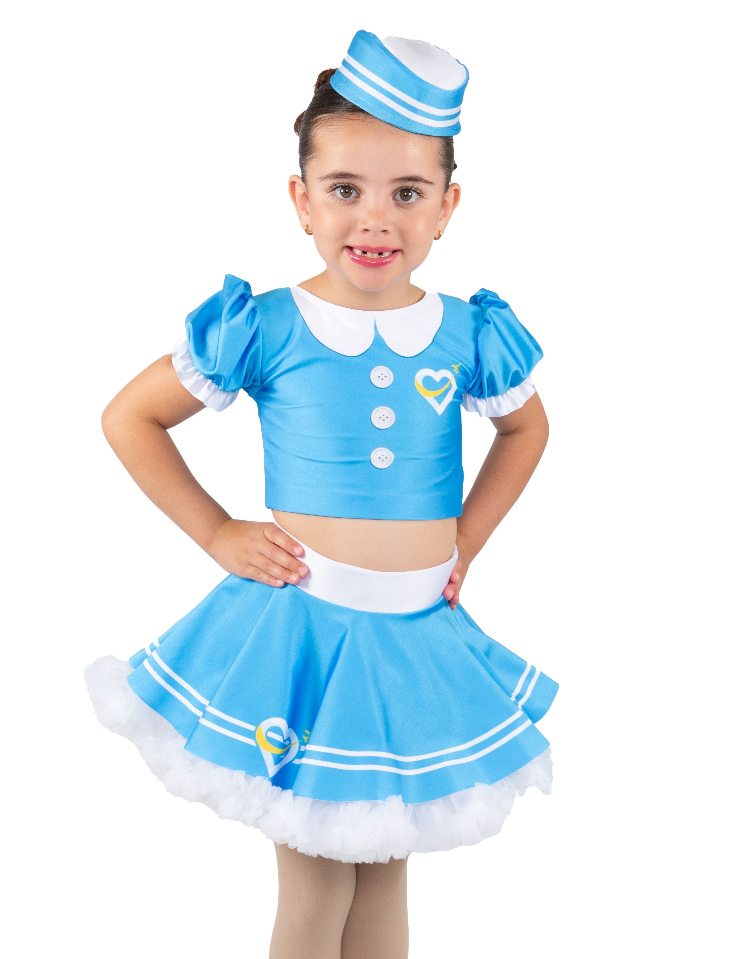 Flight Attendant Puff Sleeve Crop Top