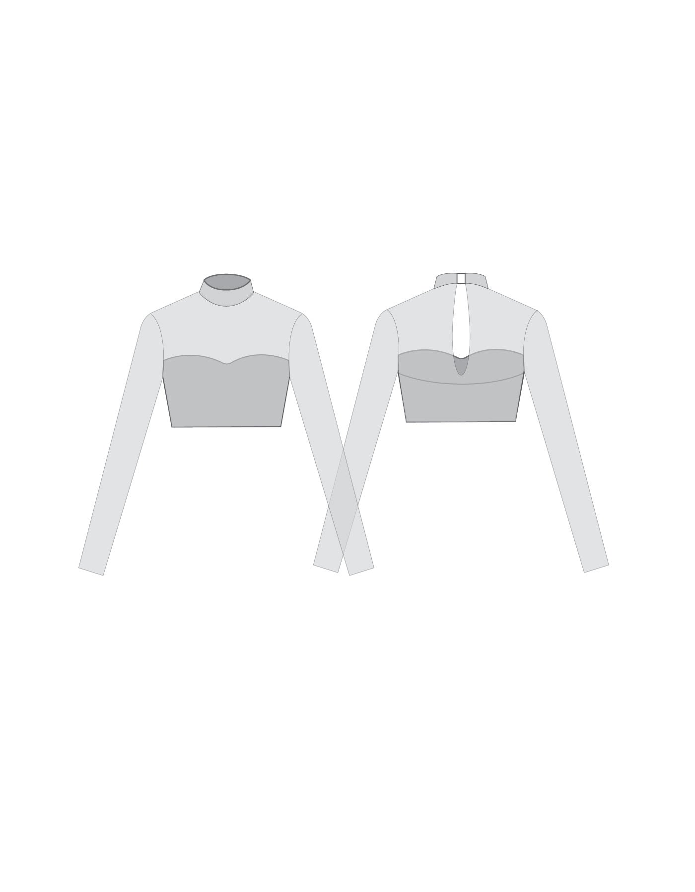 Top corto a maniche lunghe in rete con stampa a cuore personalizzato - Lycra e rete