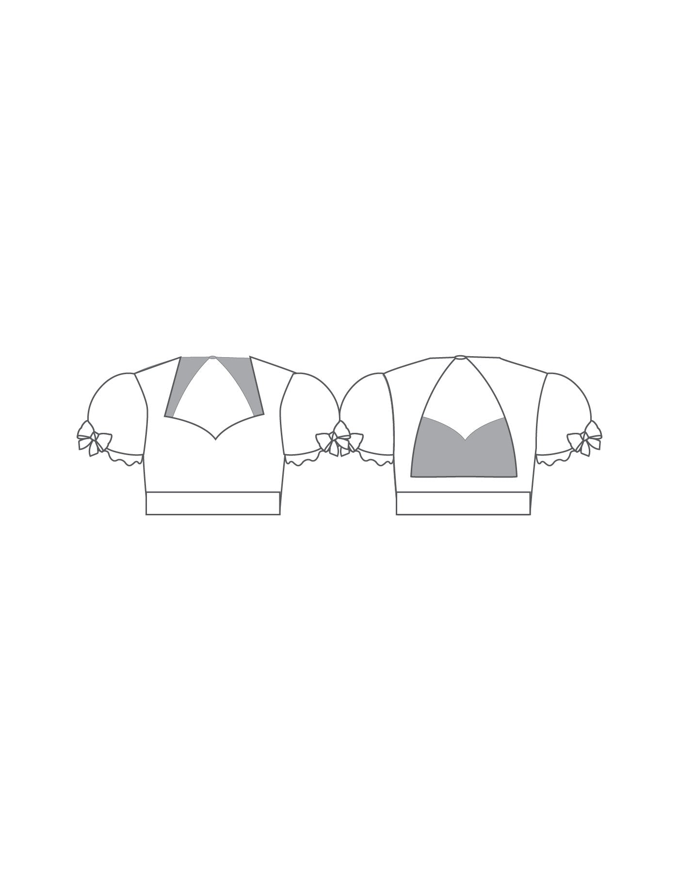 Top corto con maniche a sbuffo e schiena triangolare con stampa a cuore personalizzata - Lycra
