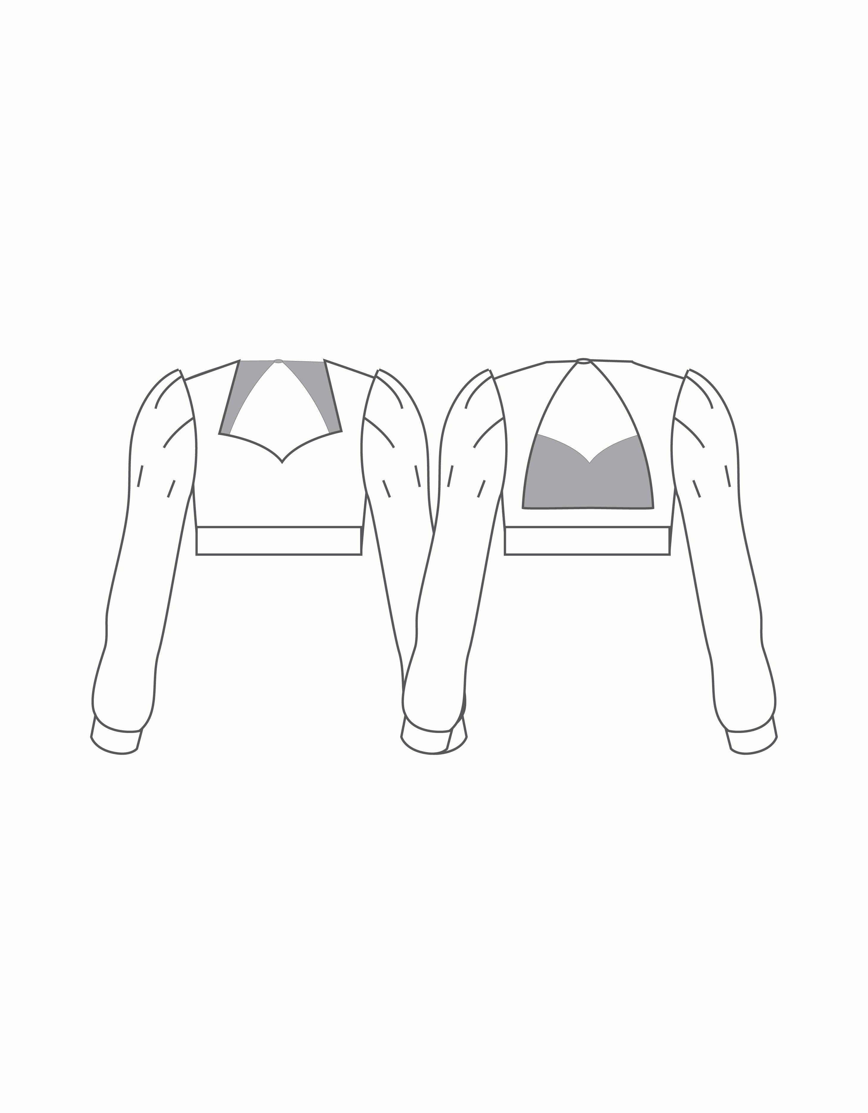 Top corto con schiena a triangolo e maniche lunghe con polsino personalizzato e tatuato - Lycra