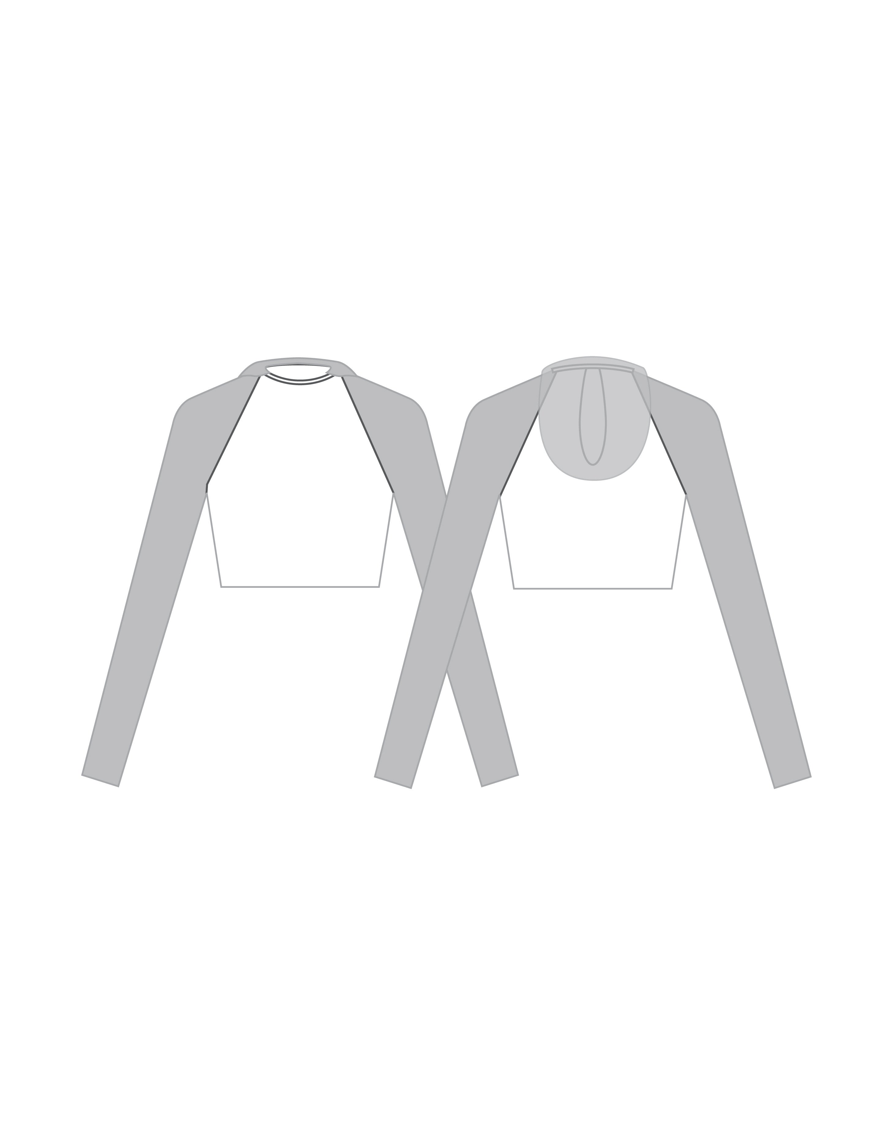 Custom Inked LS Mesh Raglan Crop Top with Mesh Hood - Lycra & Mesh
