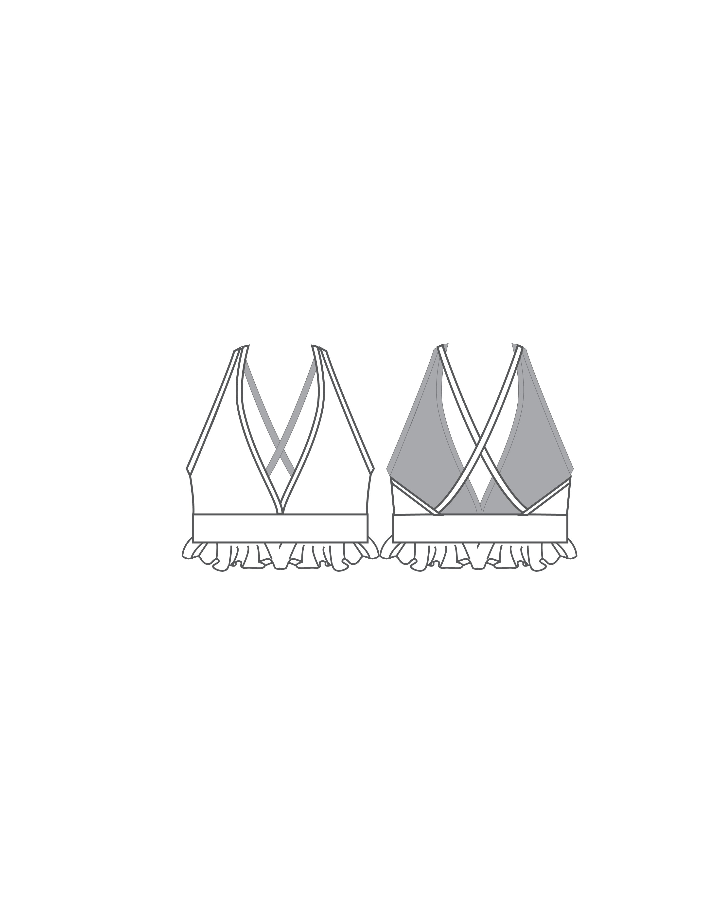 Custom Inked V Bra with Ruffles - Lycra