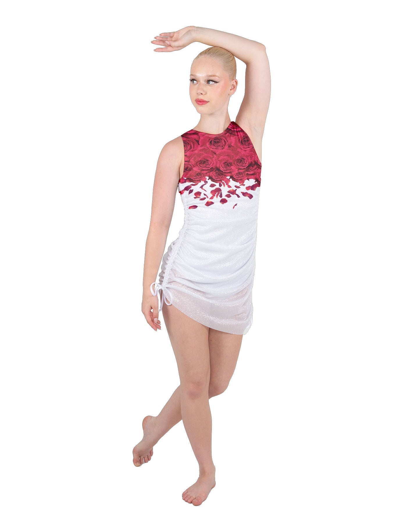 Abito Amour in chiffon senza maniche con arricciature e body