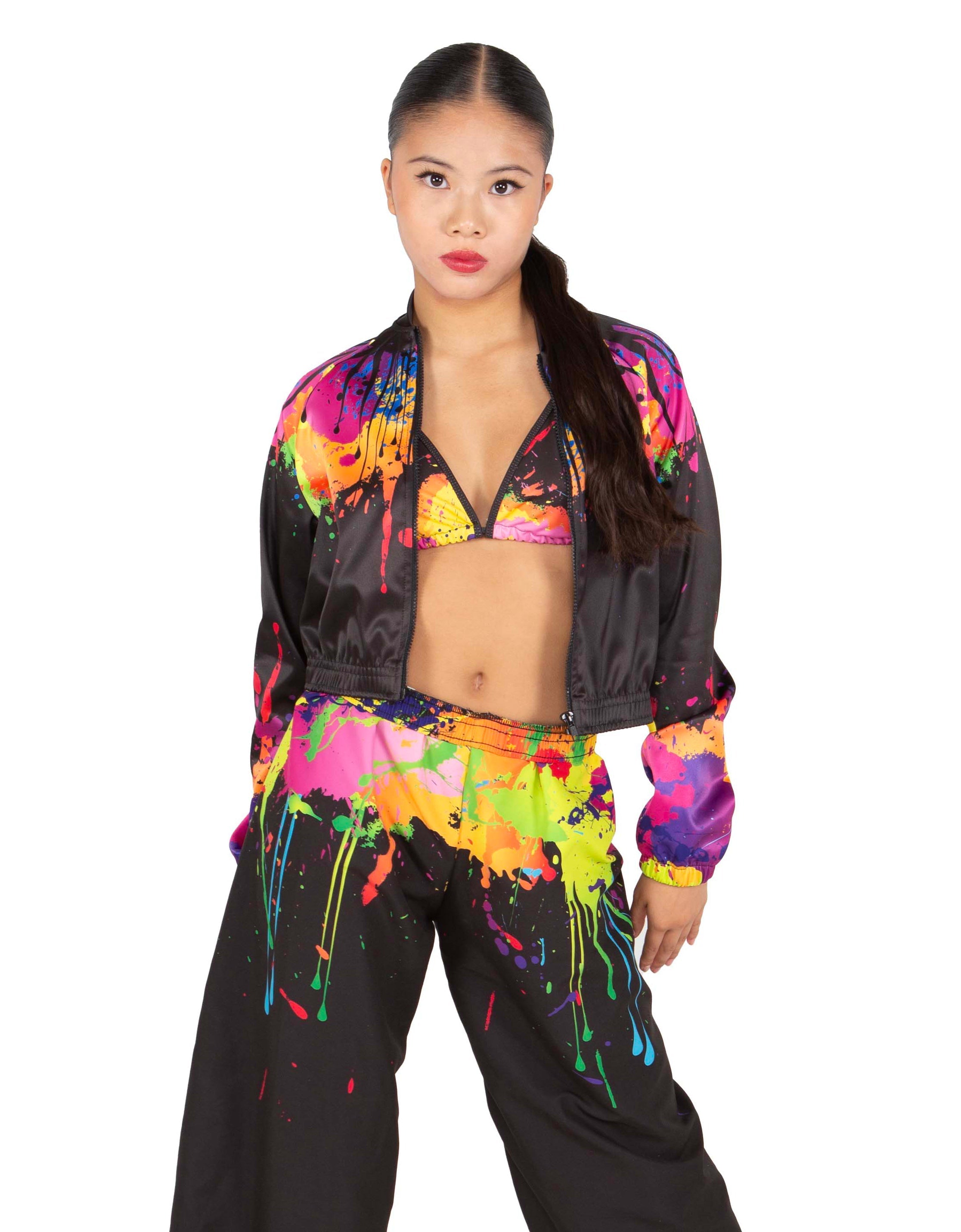 Paint Splatter Cropped Jockey Jacket No Rib