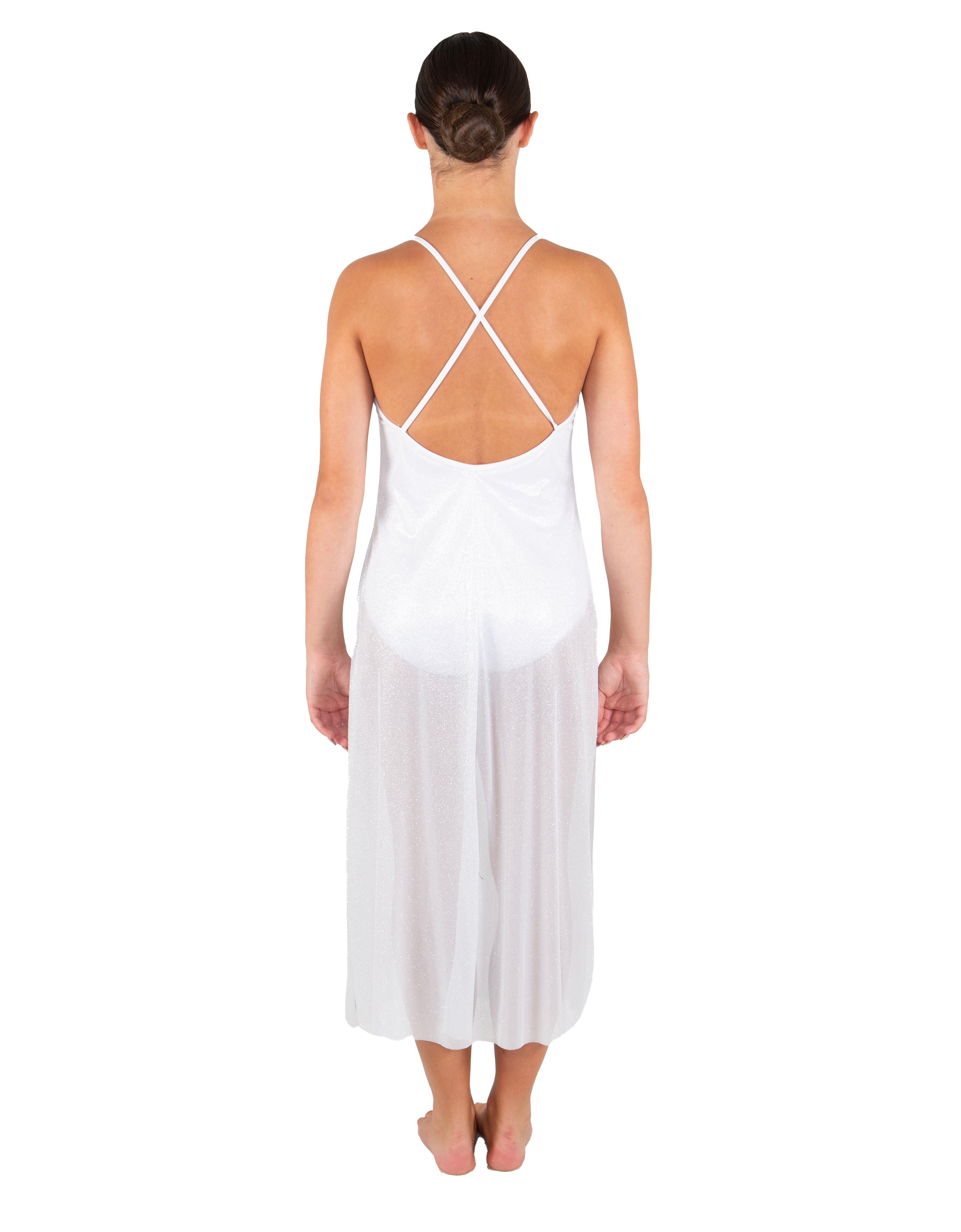 Solid Glitter Chiffon Long Panel Dress