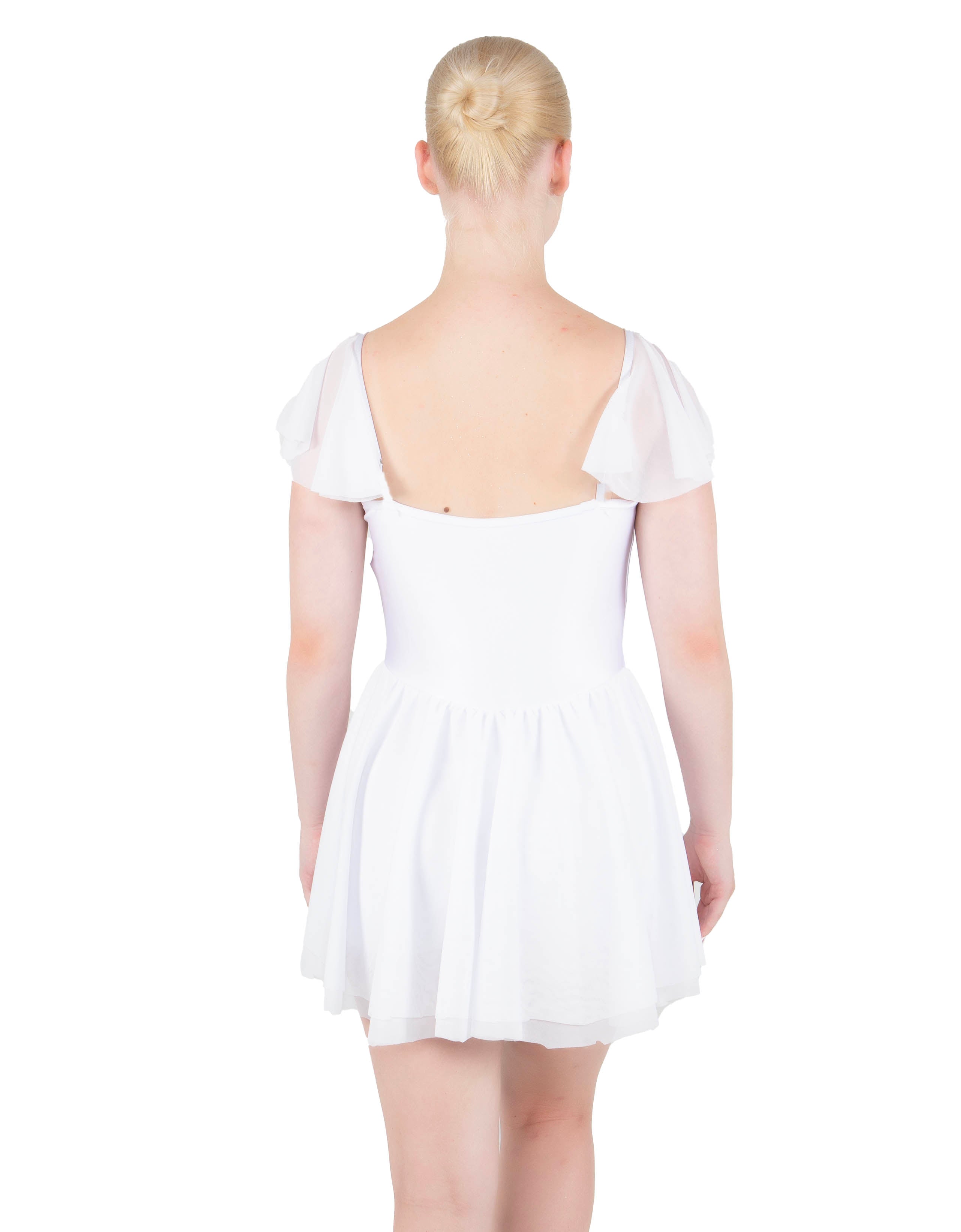 Solid Lycra and Chiffon Flutter Sweetheart Dress