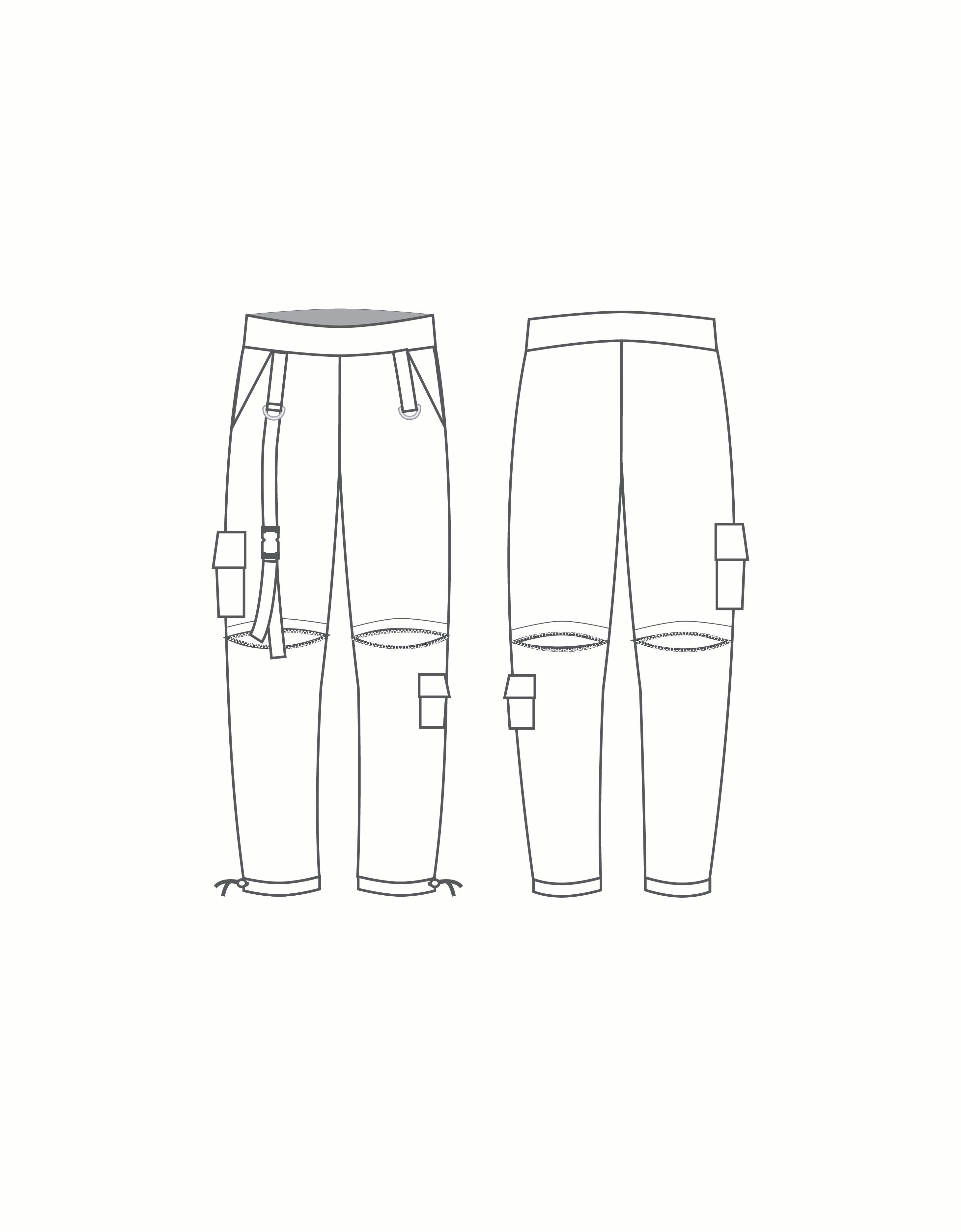 Custom Inked Cargo Pants with 2 Straps And Pockets - Satin