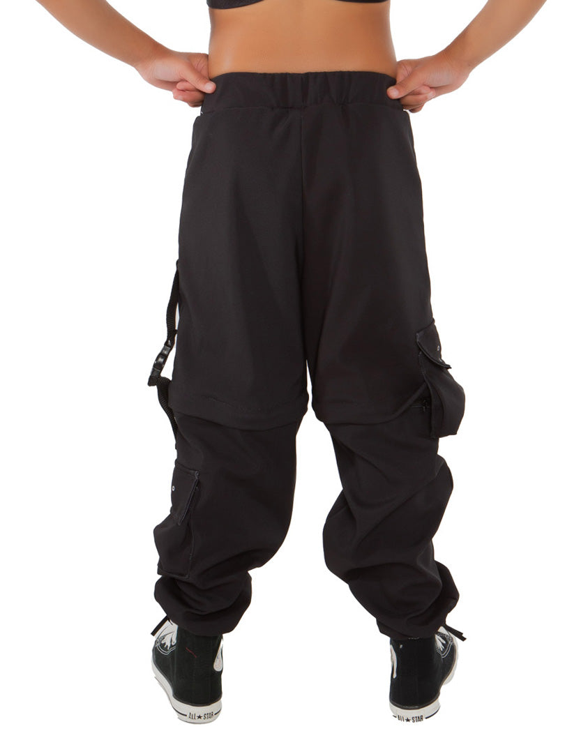 Black Strap Cargo Pants