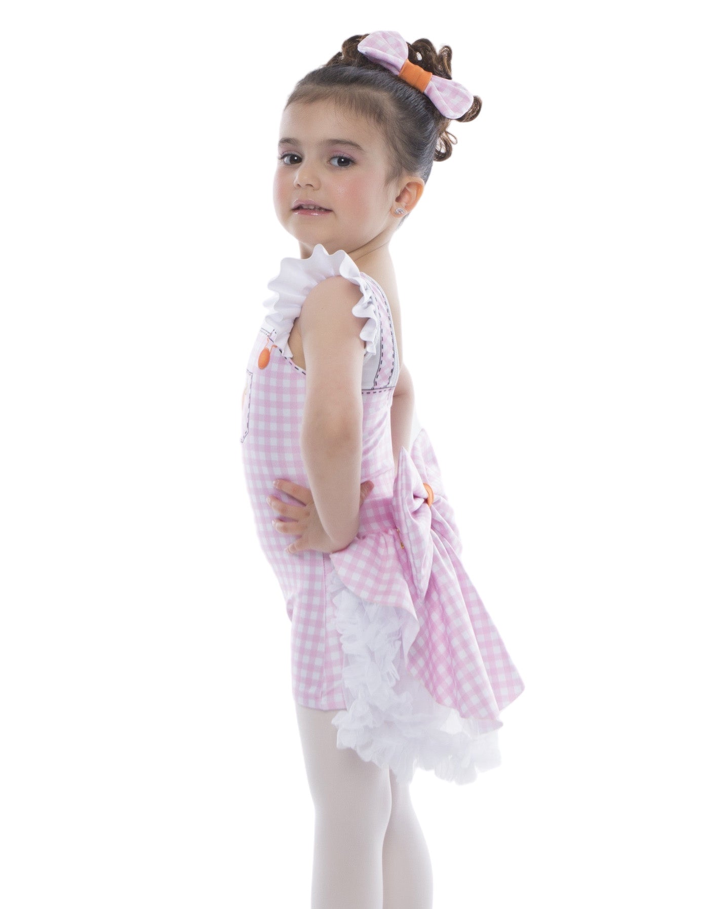 Sottoveste a quadretti arcobaleno Ballet Bunnies con gonna superiore