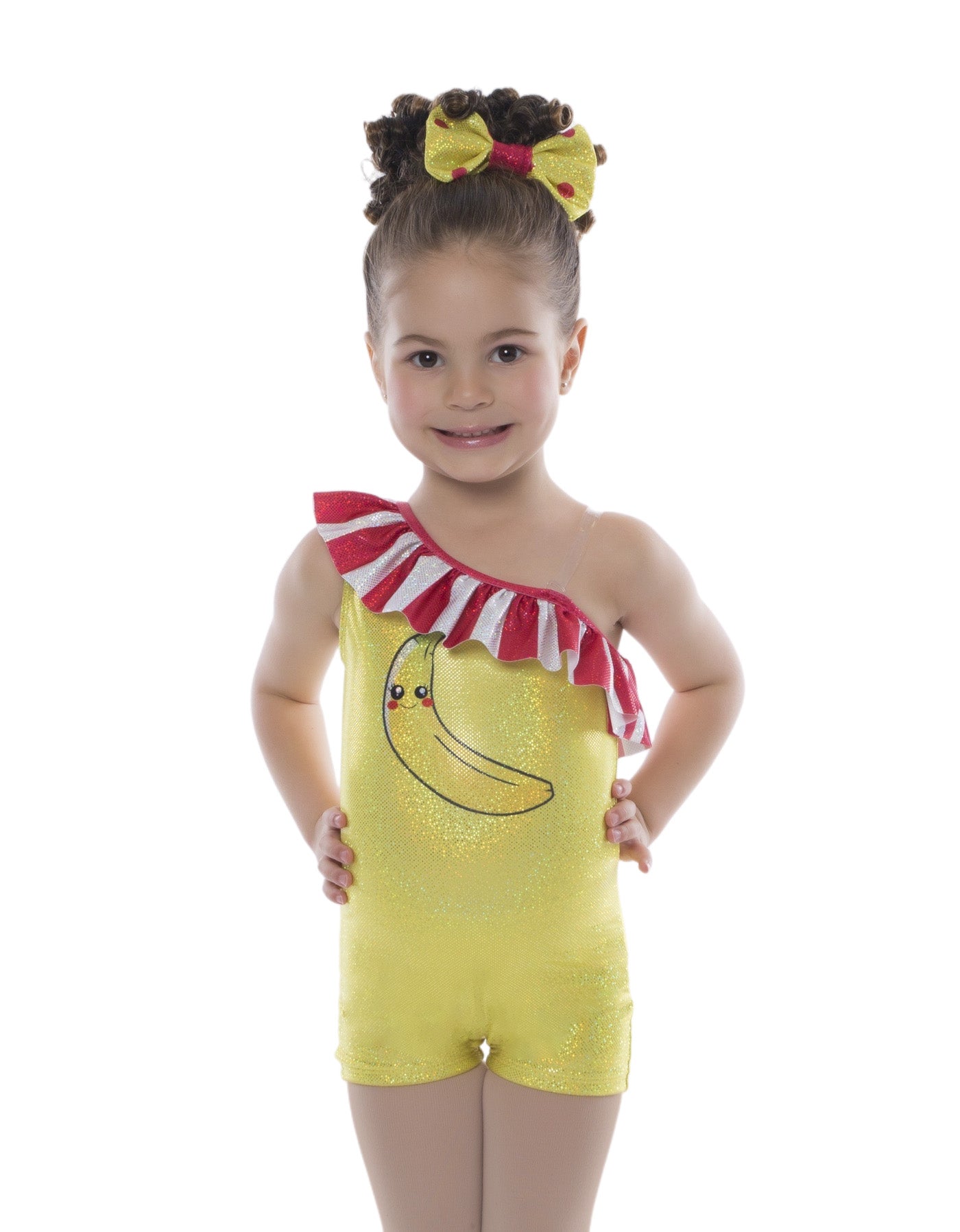 Banana Smoothie Jazz Solid One Shoulder con volant Biketard