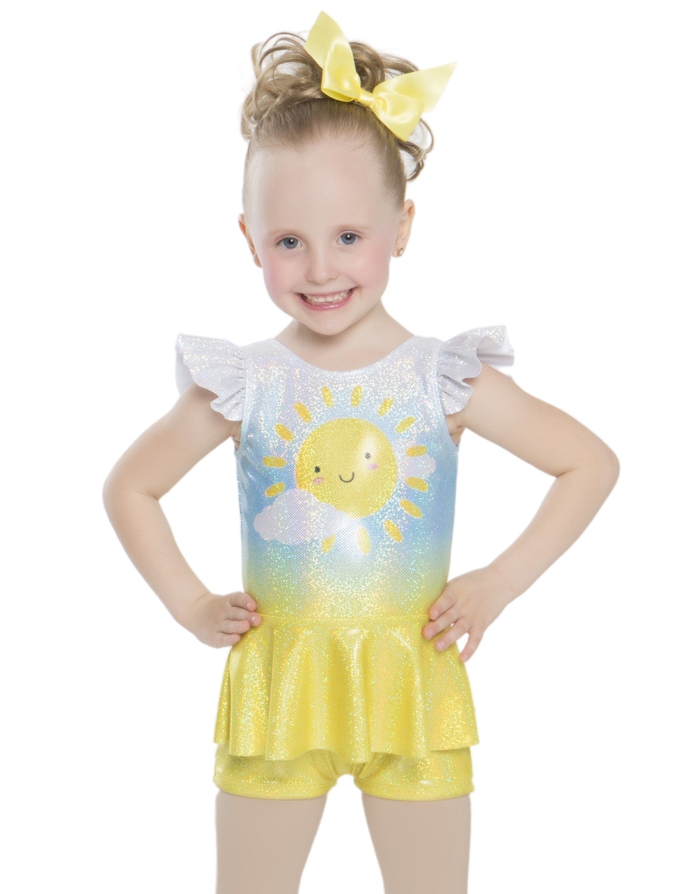 Sunshine Shoes Sky Tank Gather Sleeve con peplo Biketard