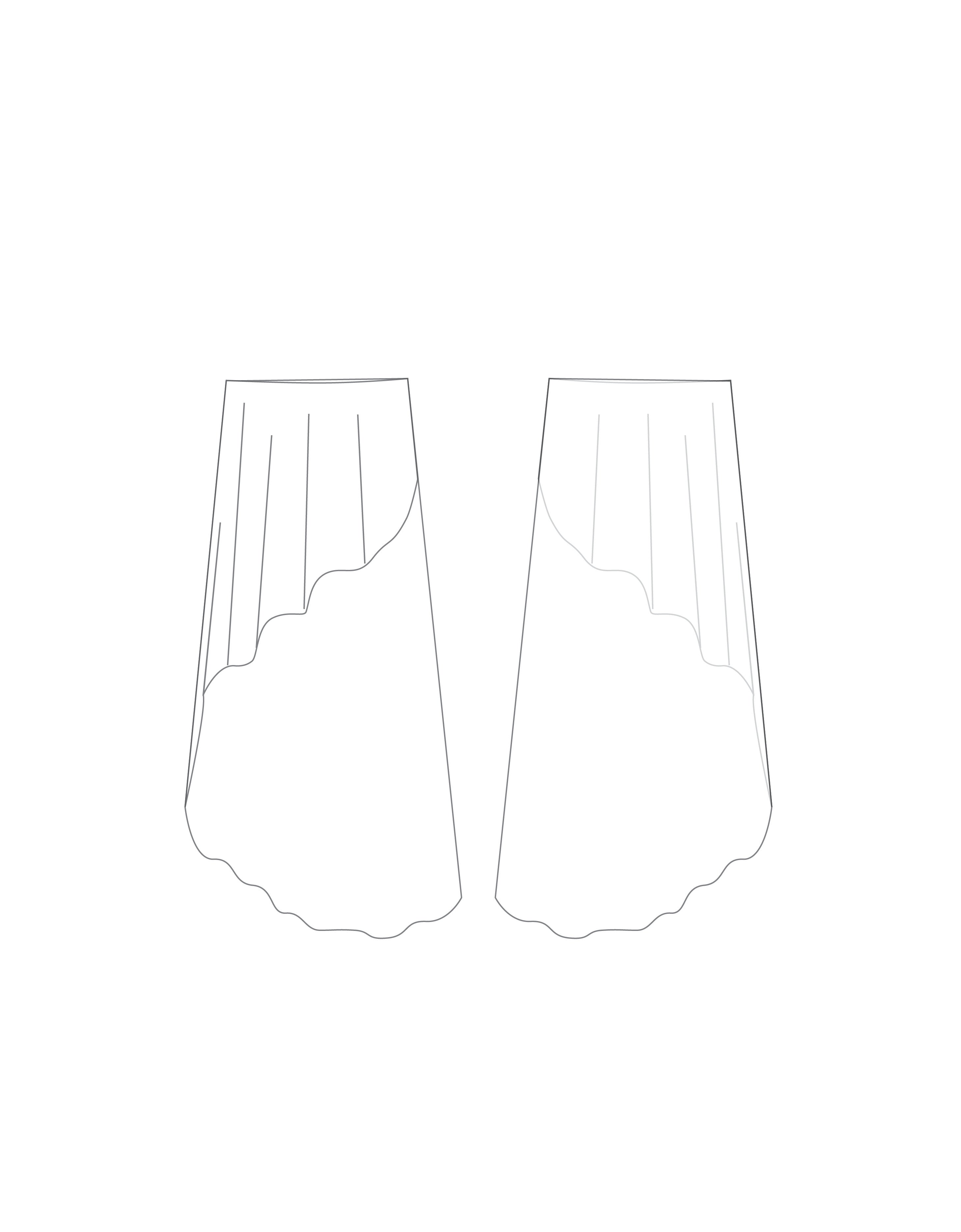 Custom Inked Long Asymetrical Skirt - Chiffon
