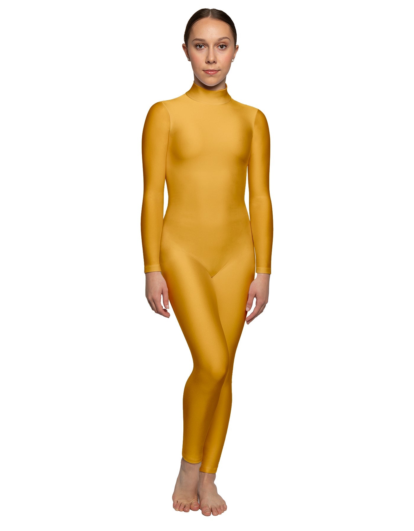Solid Lycra LS Tneck Open Back Unitard