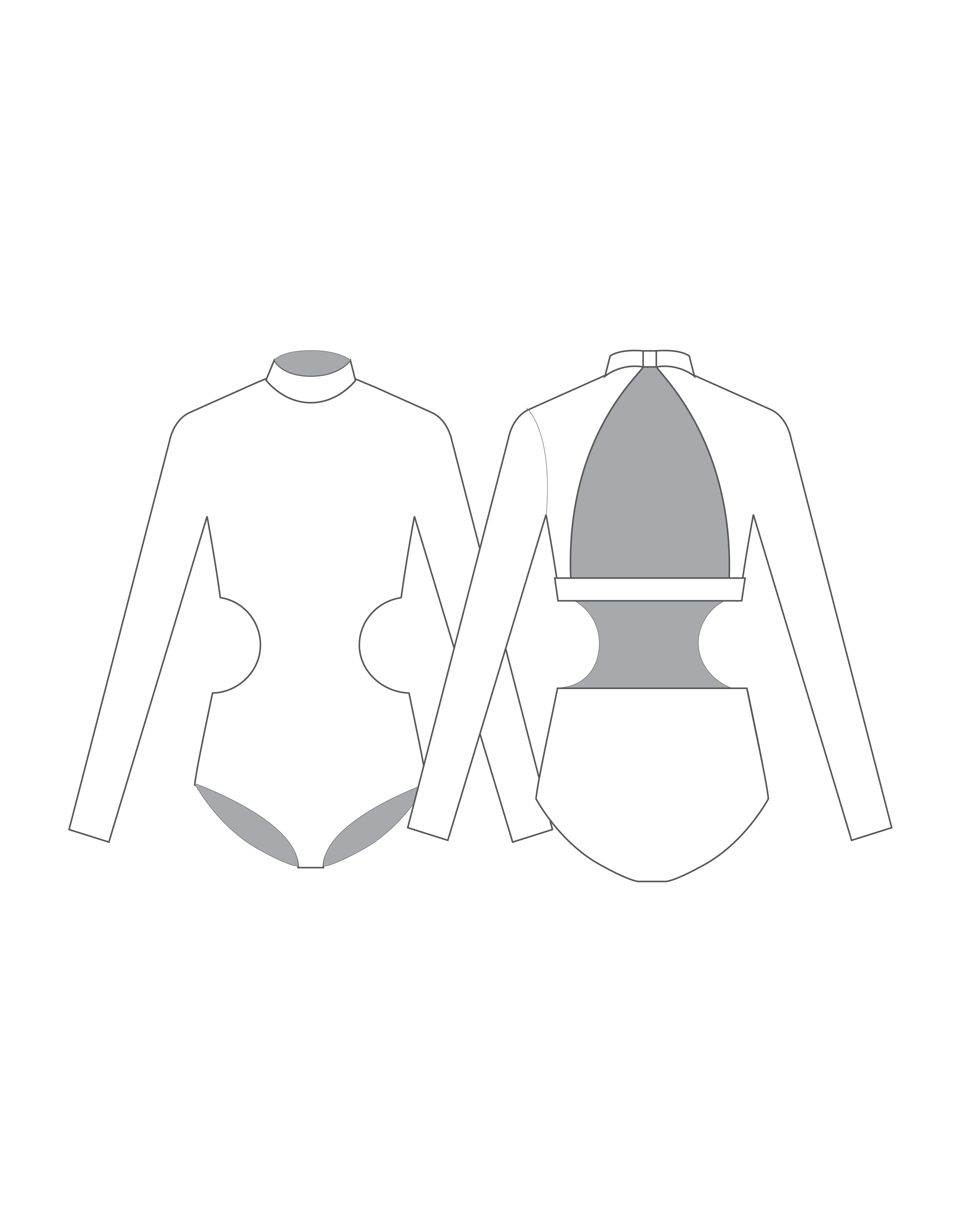 Body a triangolo con scollo a V e schiena scoperta a maniche lunghe