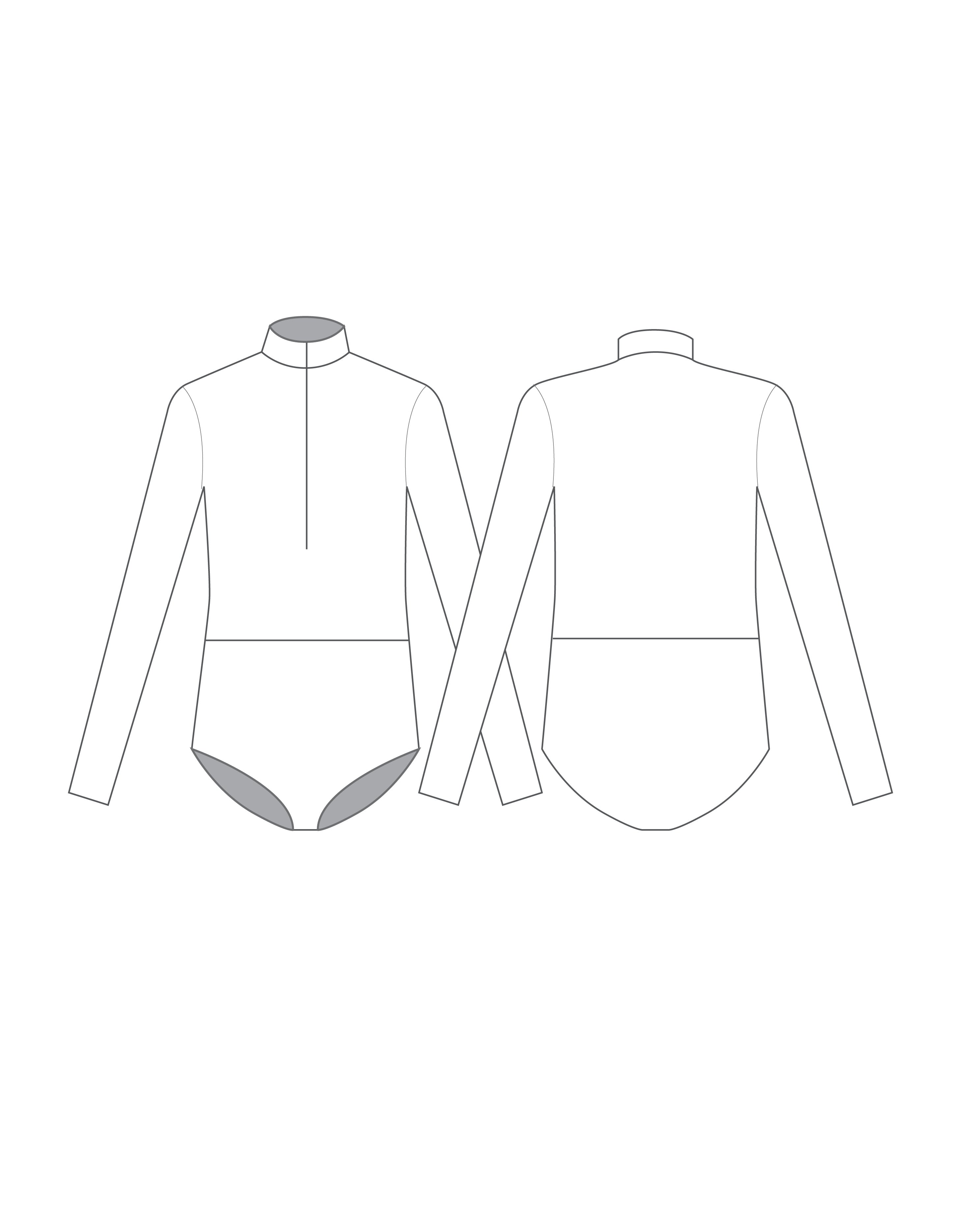Body per ragazzi con scollo a V, manica lunga e cerniera frontale, personalizzabile con inchiostro - Lycra