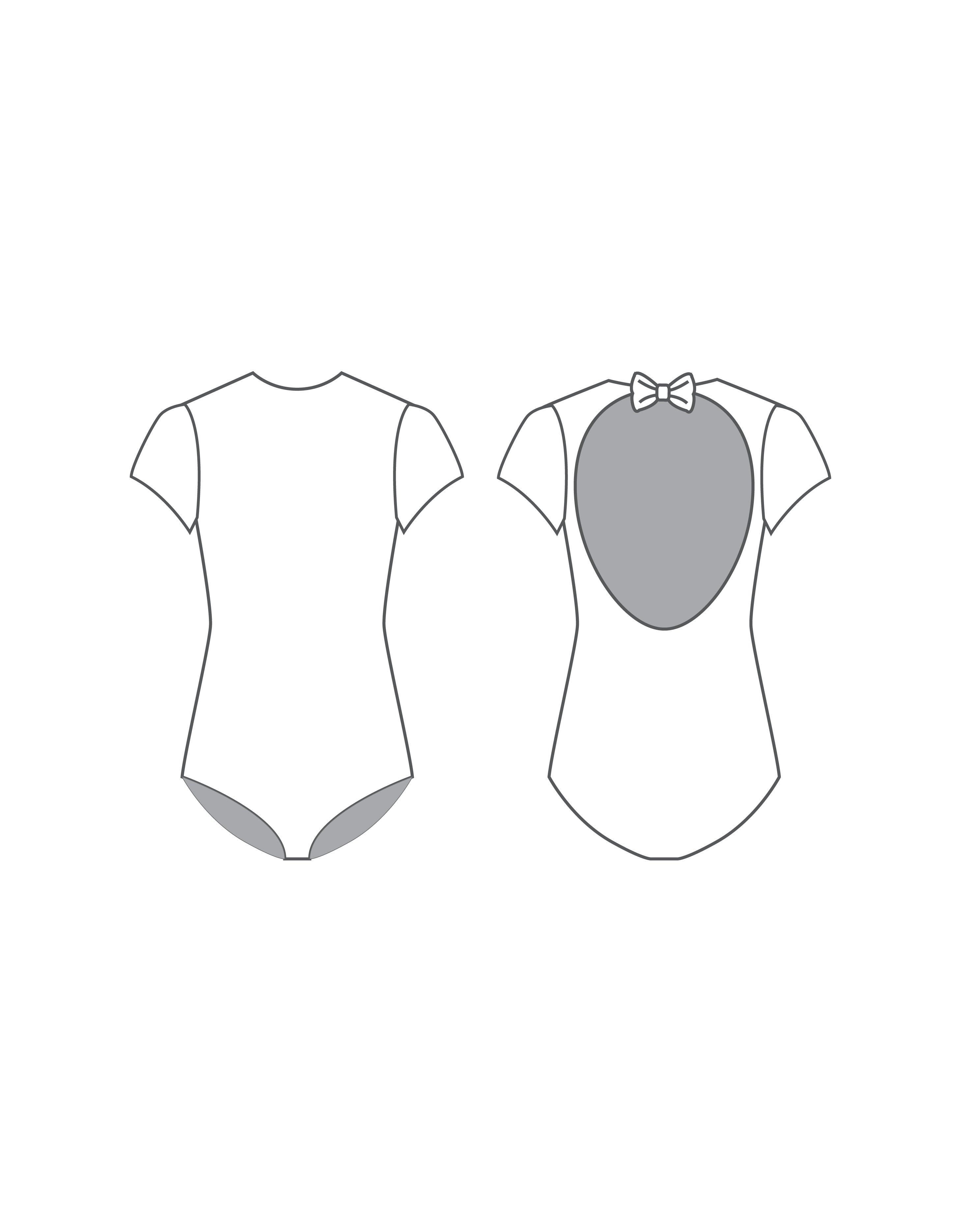 Custom Inked Cap Sleeve Leotard Bow Open Back - Lycra