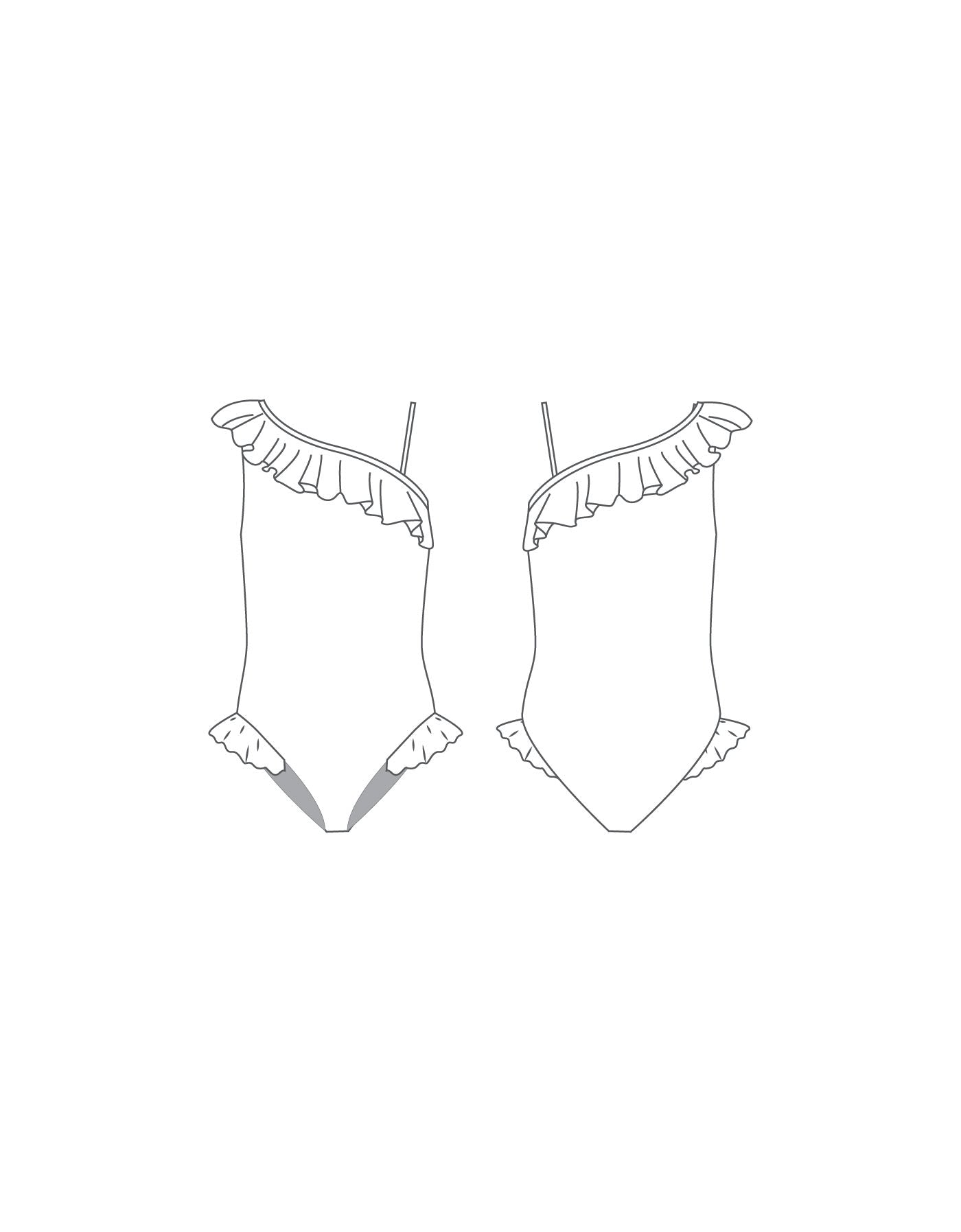 Custom Inked One Shoulder w Ruffle w Leg Flutter Leotard - Lycra