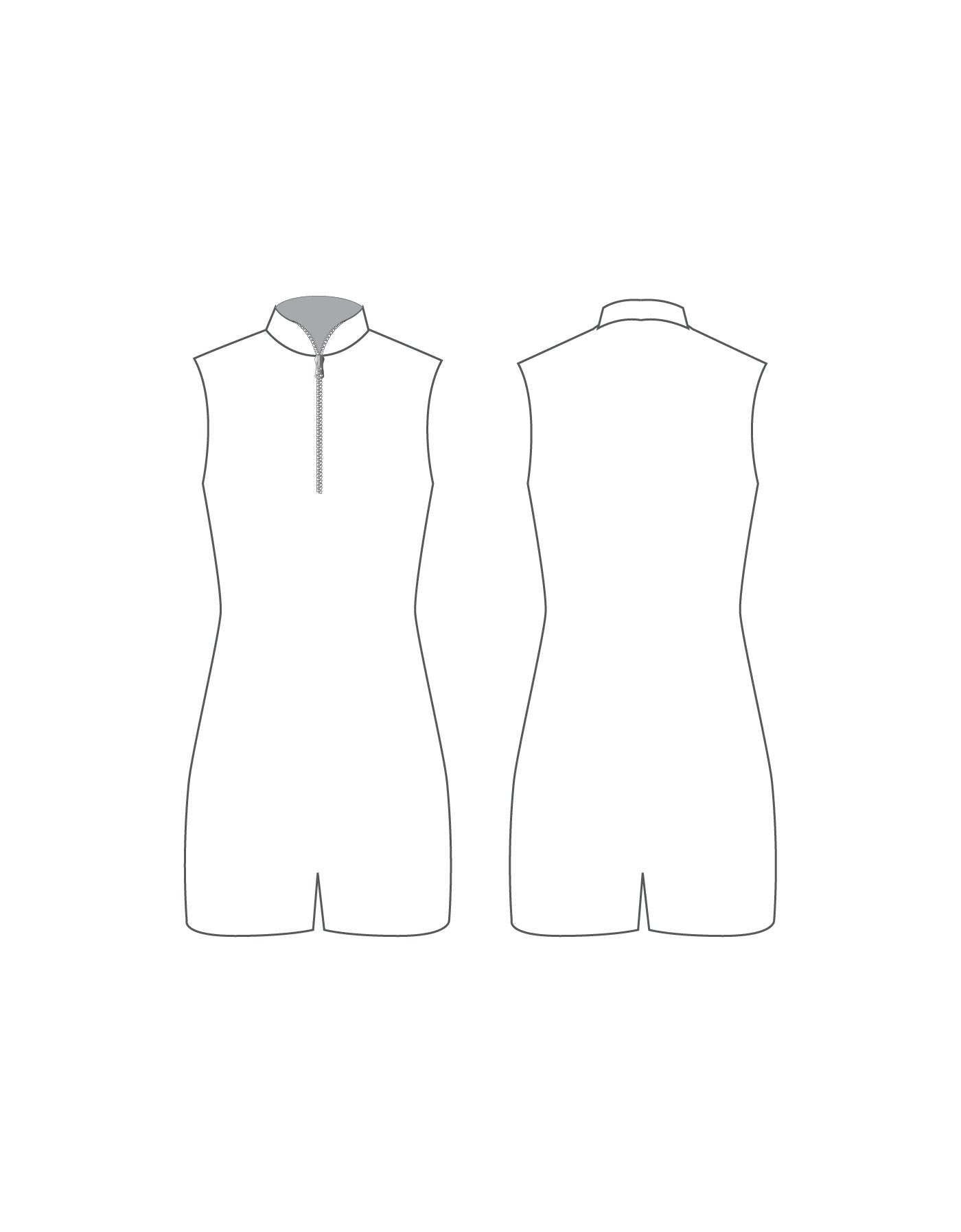 Custom Inked Sleeveless Zip Front Biketard - Lycra
