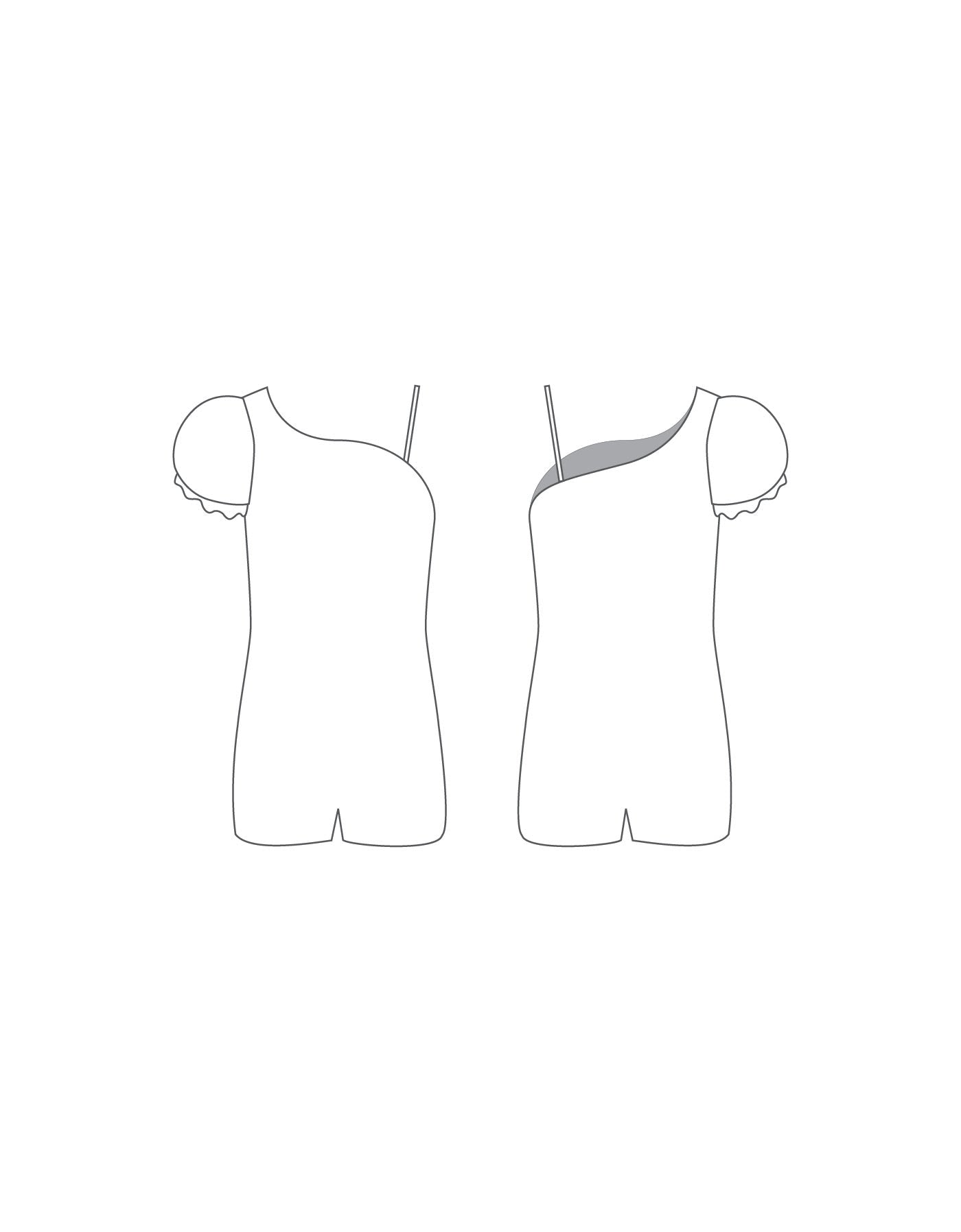 Custom Inked One Shoulder Puff Sleeve Biketard - Lycra
