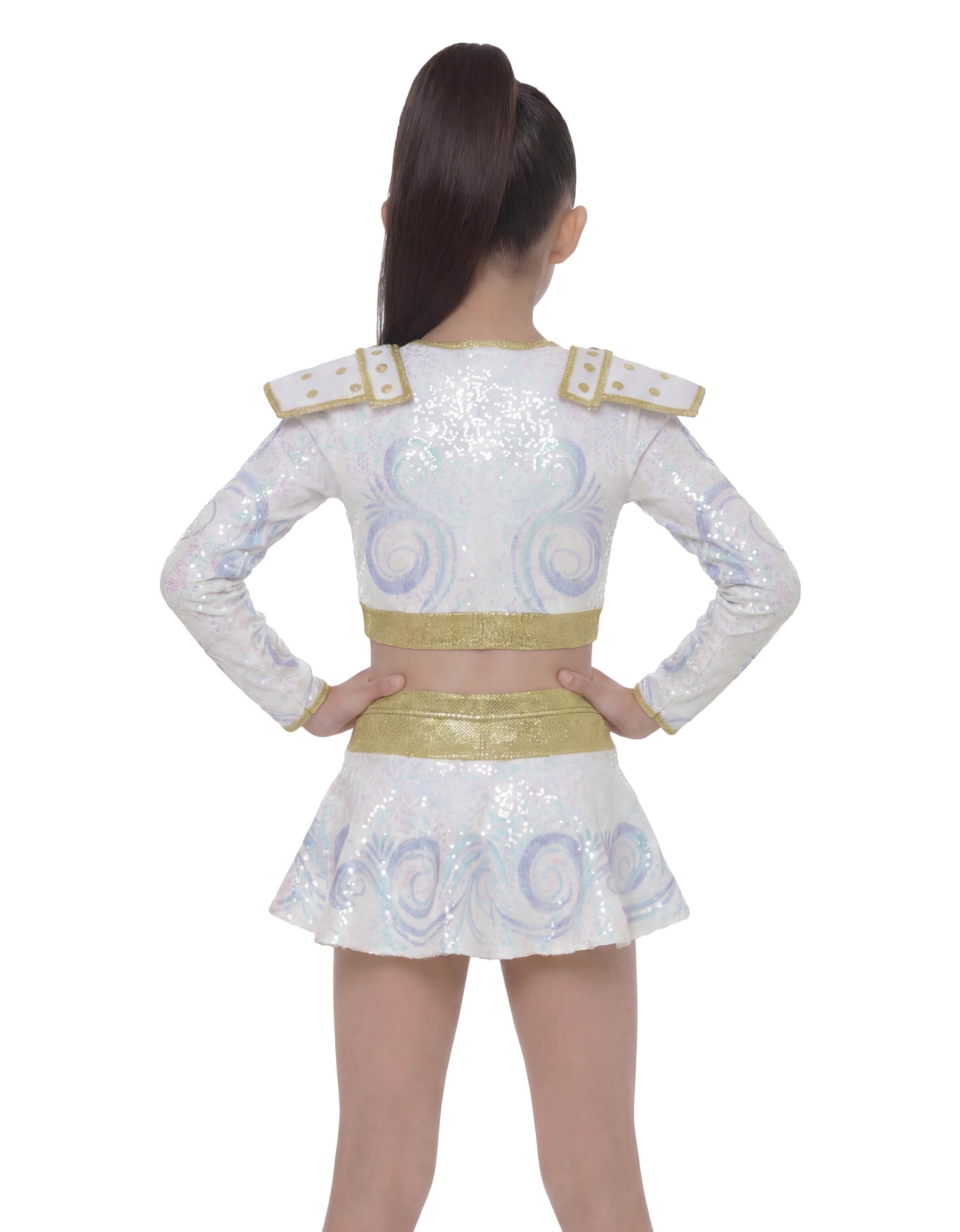 Huntress Golden LS Crew Neck Crop Top with Epaulets