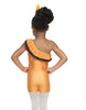Orange Fish One Shoulder con volant Biketard