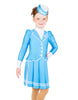 Flight Attendant LS TNeck Biketard with Attached Pleated Skirt and Peplum