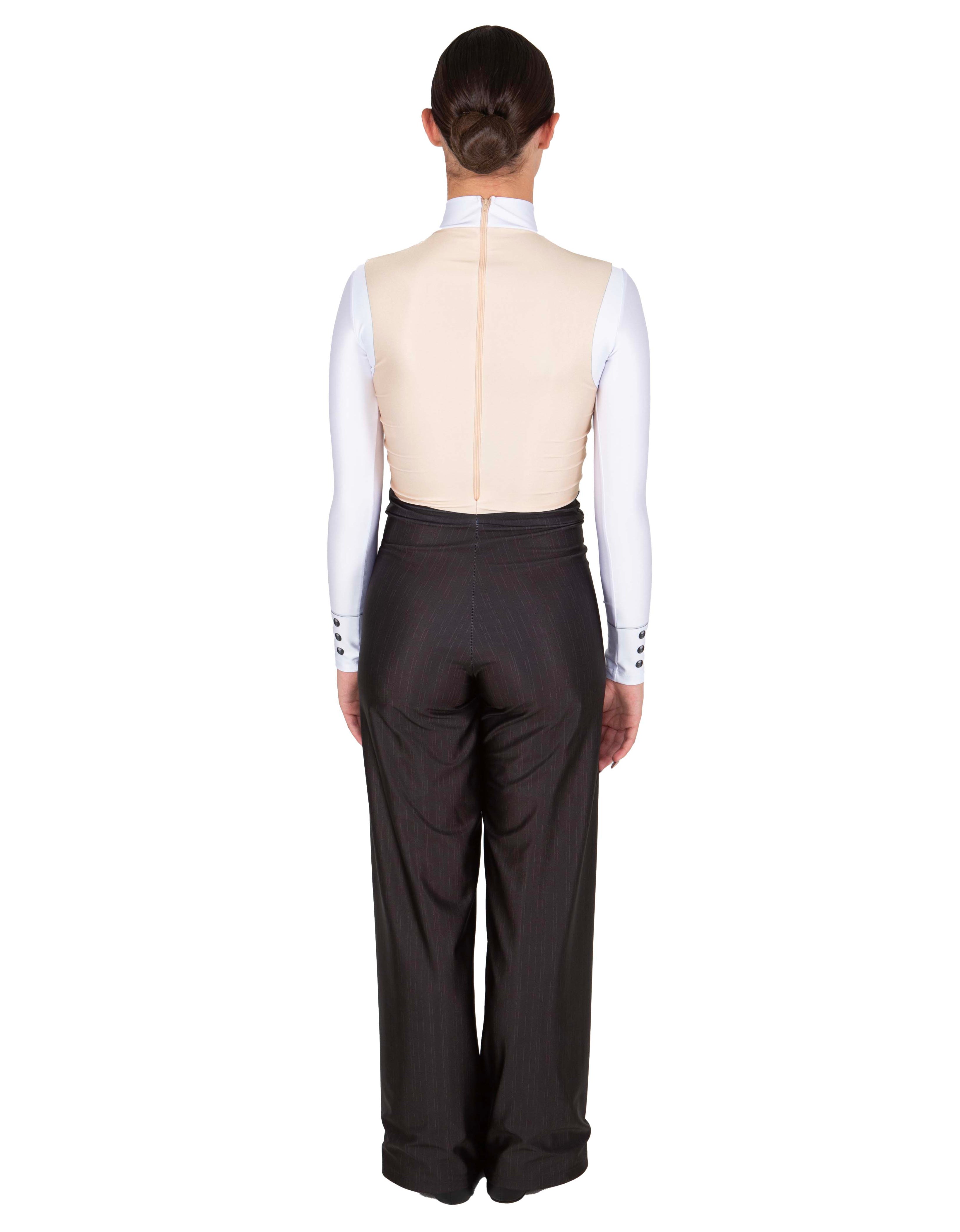 Roaring 20s LS TNeck Zipper Back Unitard with Straight Leg - Ladies Fit