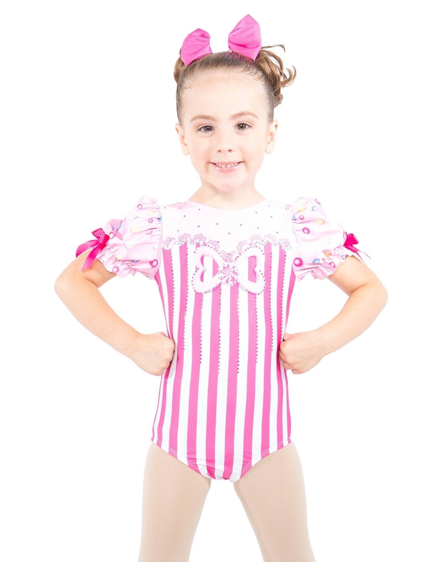 Candy Stripes Puff Sleeve Leotard