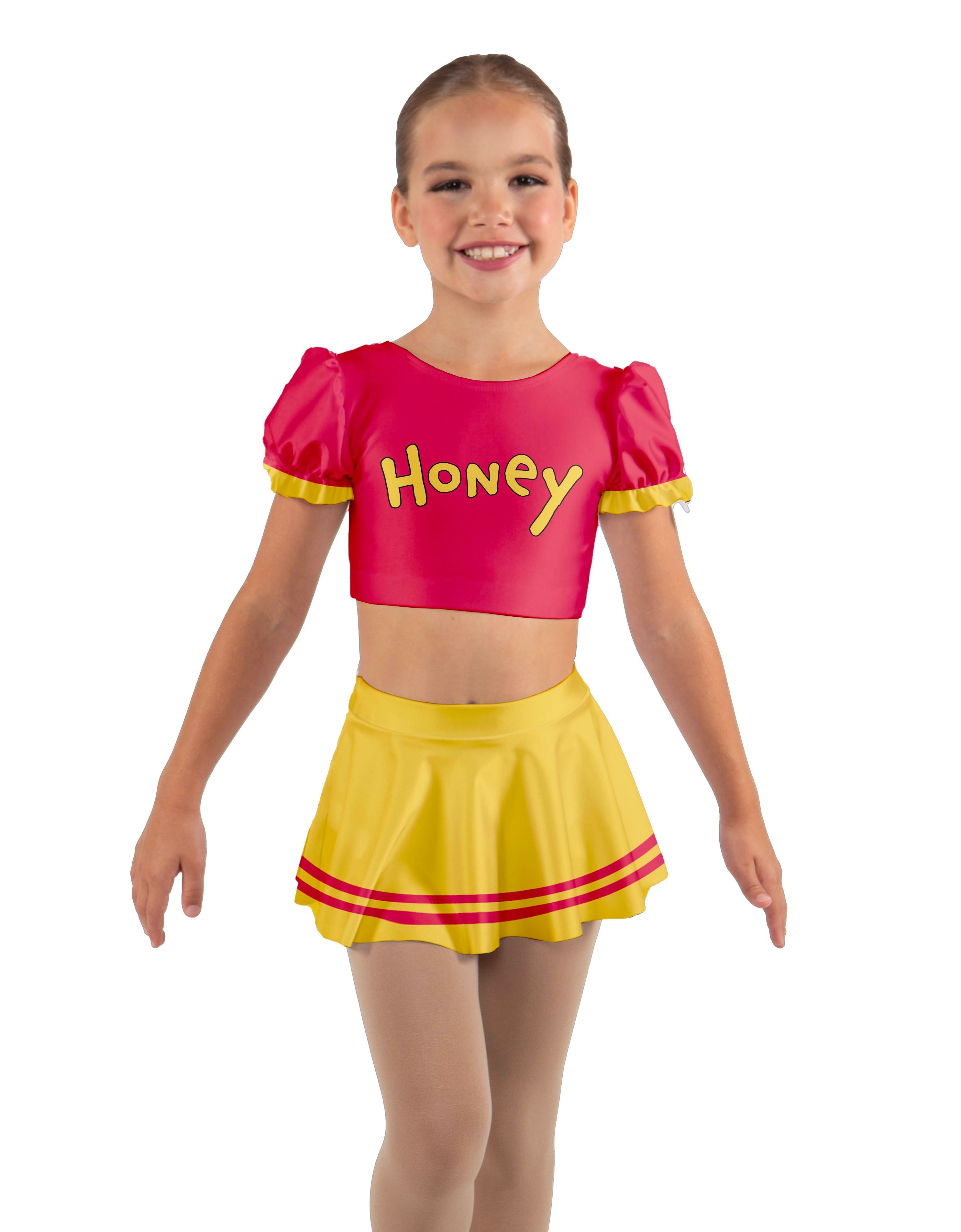 Little Pooh Bear Puff Sleeve Crop Top