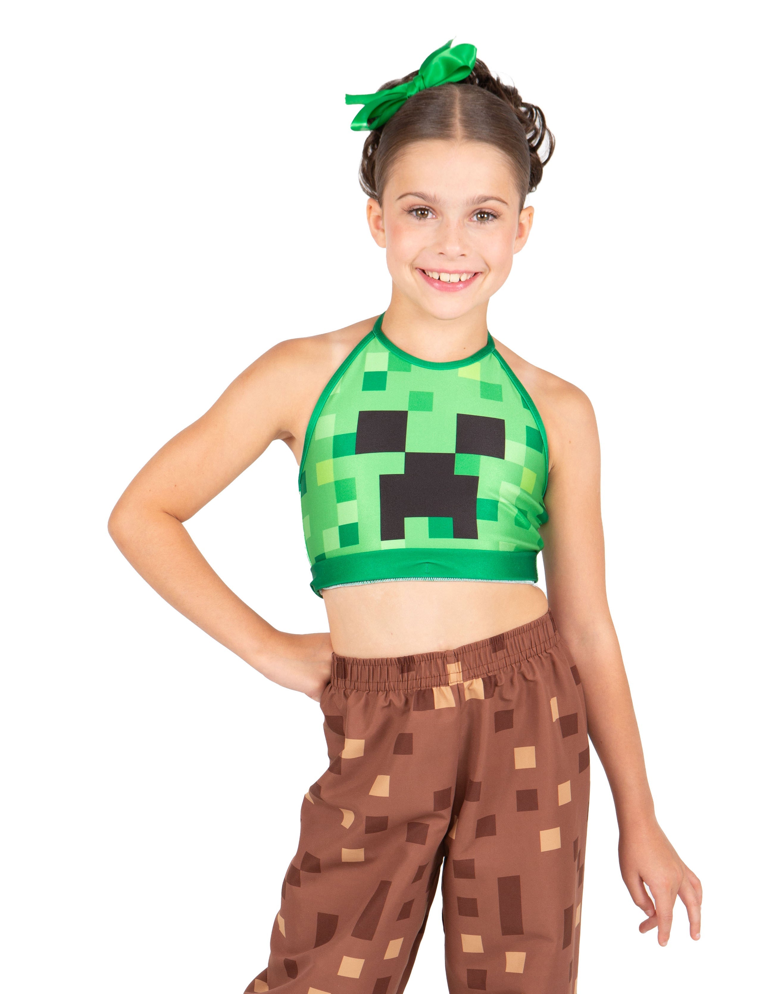 Pixels Halter Binding Crop Top