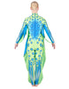 Tuta intera Sea Creature LS con scollo a V, cerniera posteriore e pinne