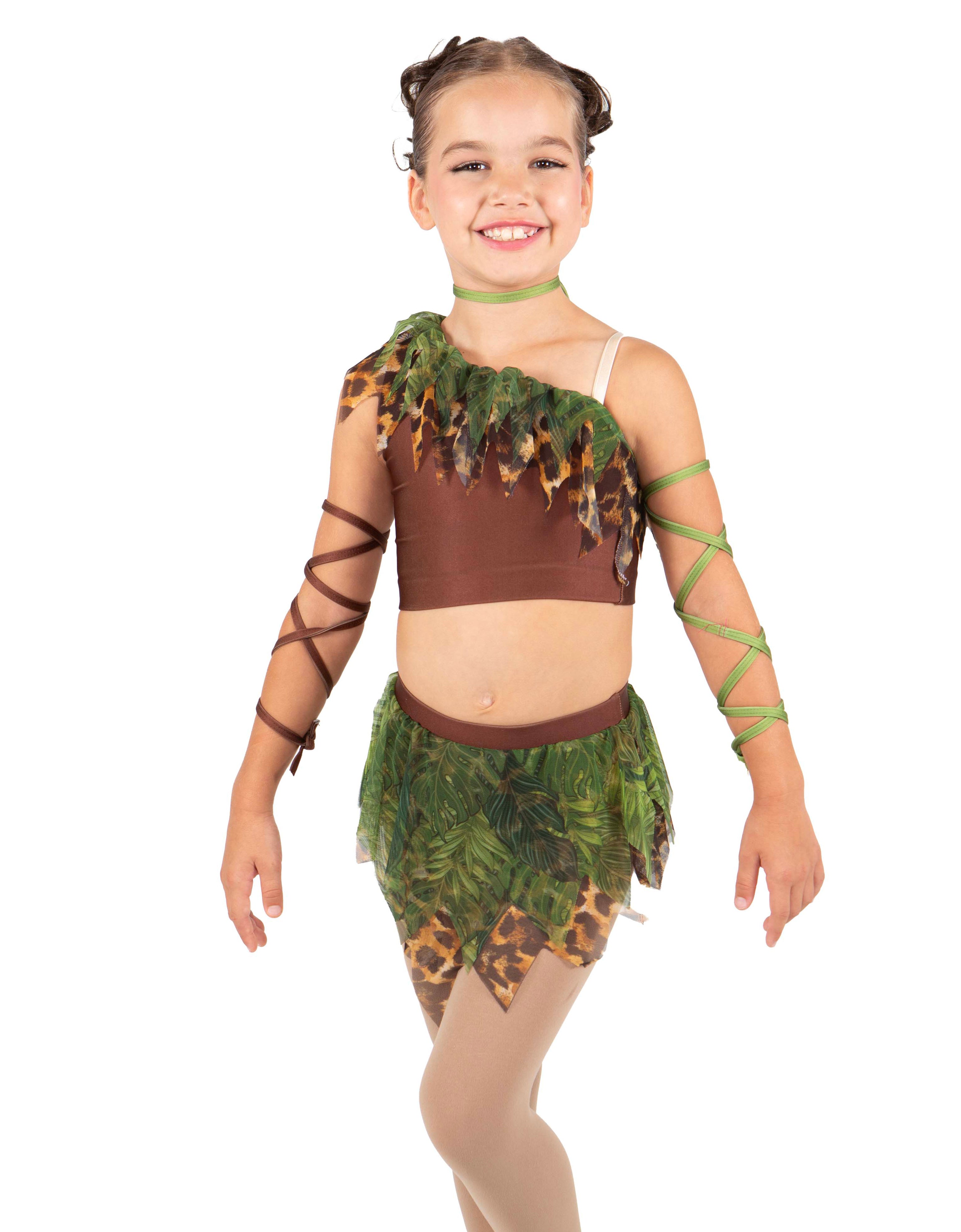 Tarzan One Shoulder Crop Top with Mesh Double Layer Ruffle