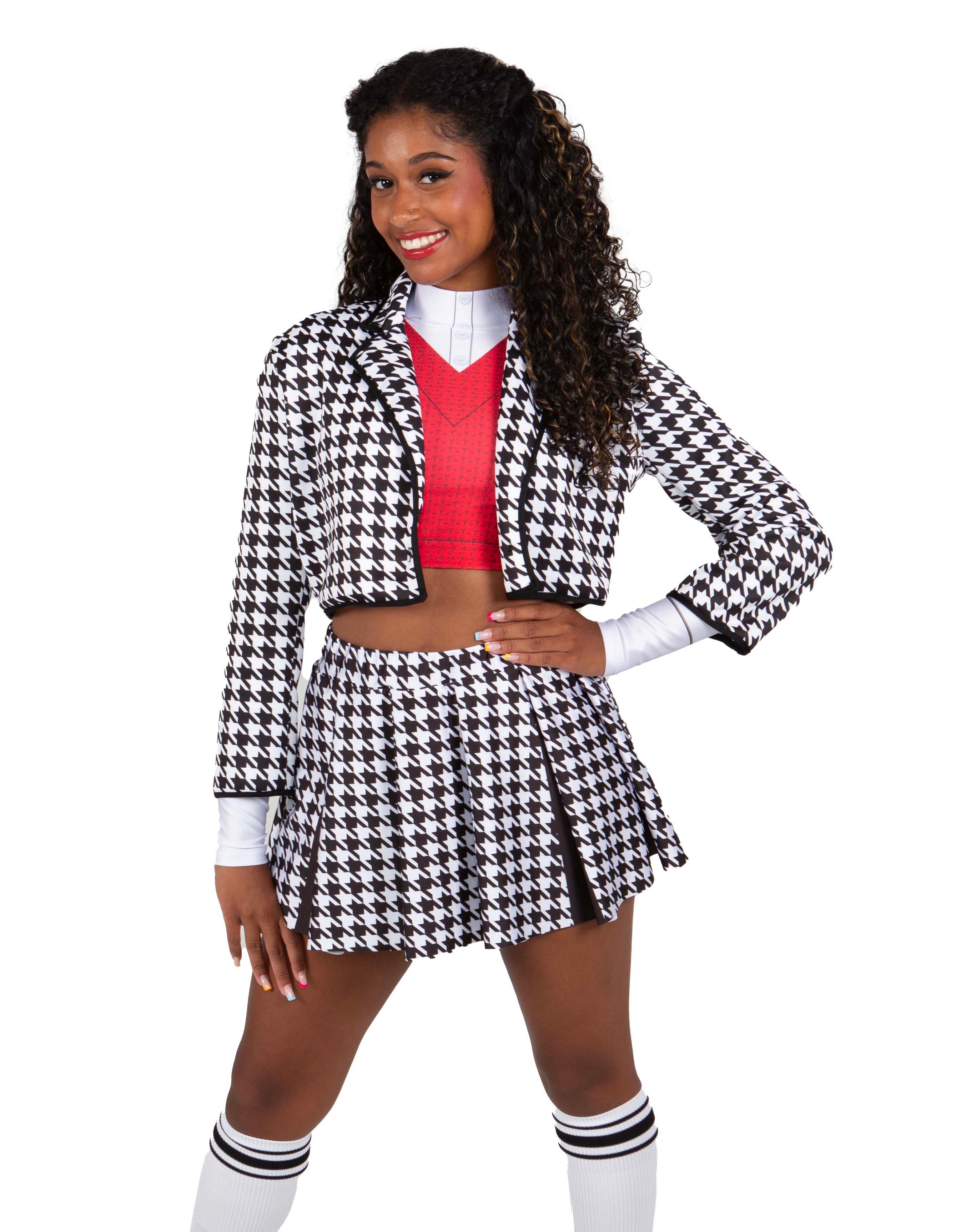 Totally Clueless Houndstooth Cropped Scuba Jacket Ladies