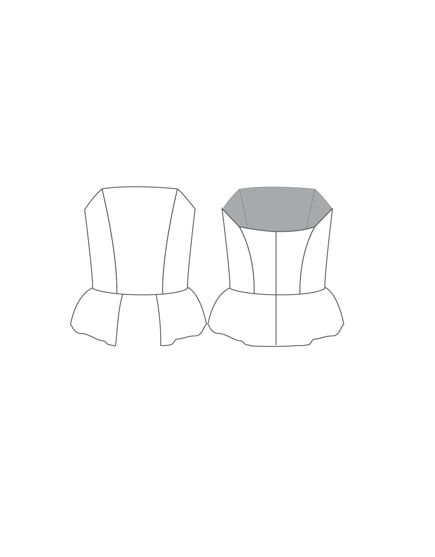 Corsetto con scollo dritto e peplo tatuato personalizzato - Ologramma