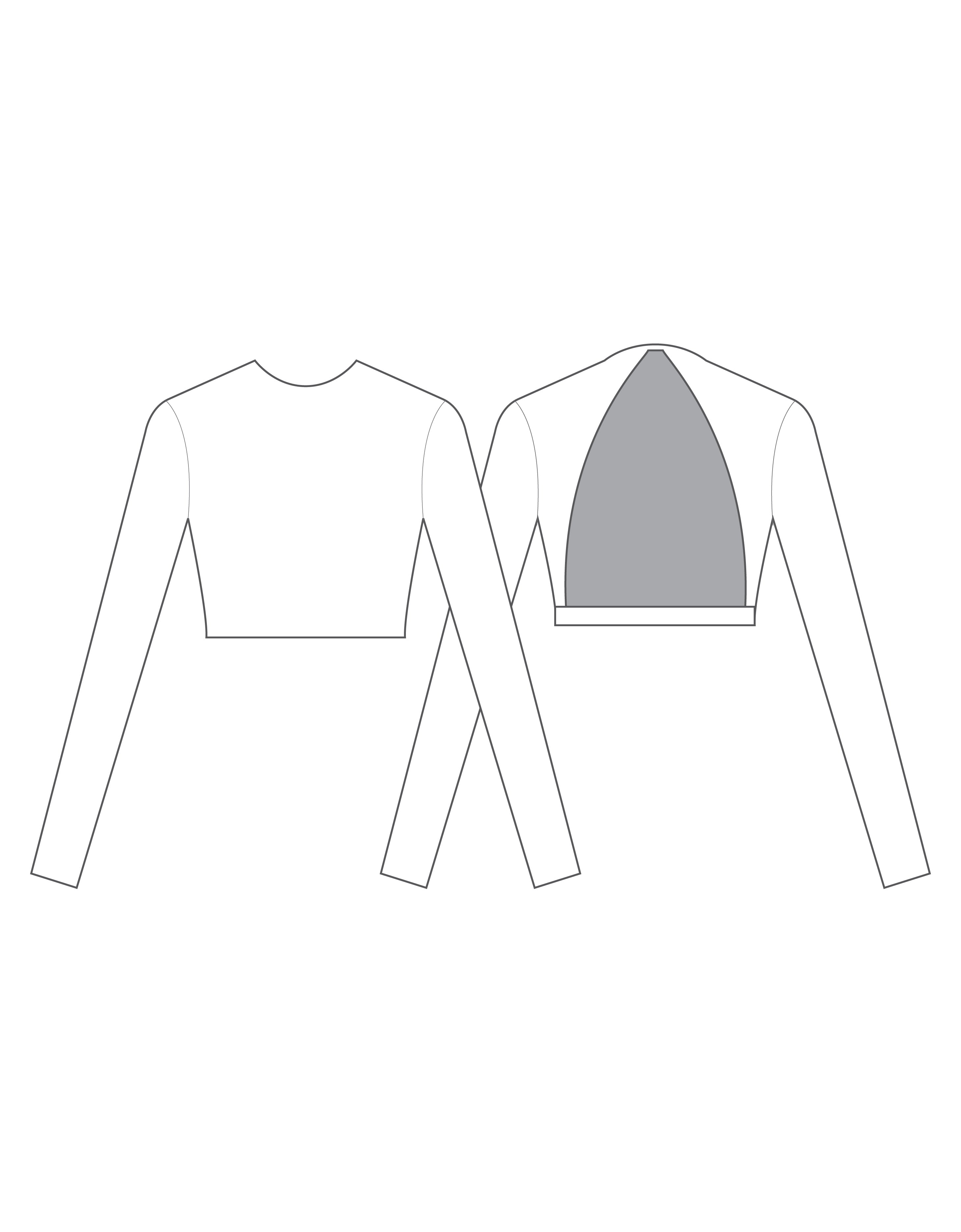 Custom Inked LS Triangle Back Crop Top - Lycra