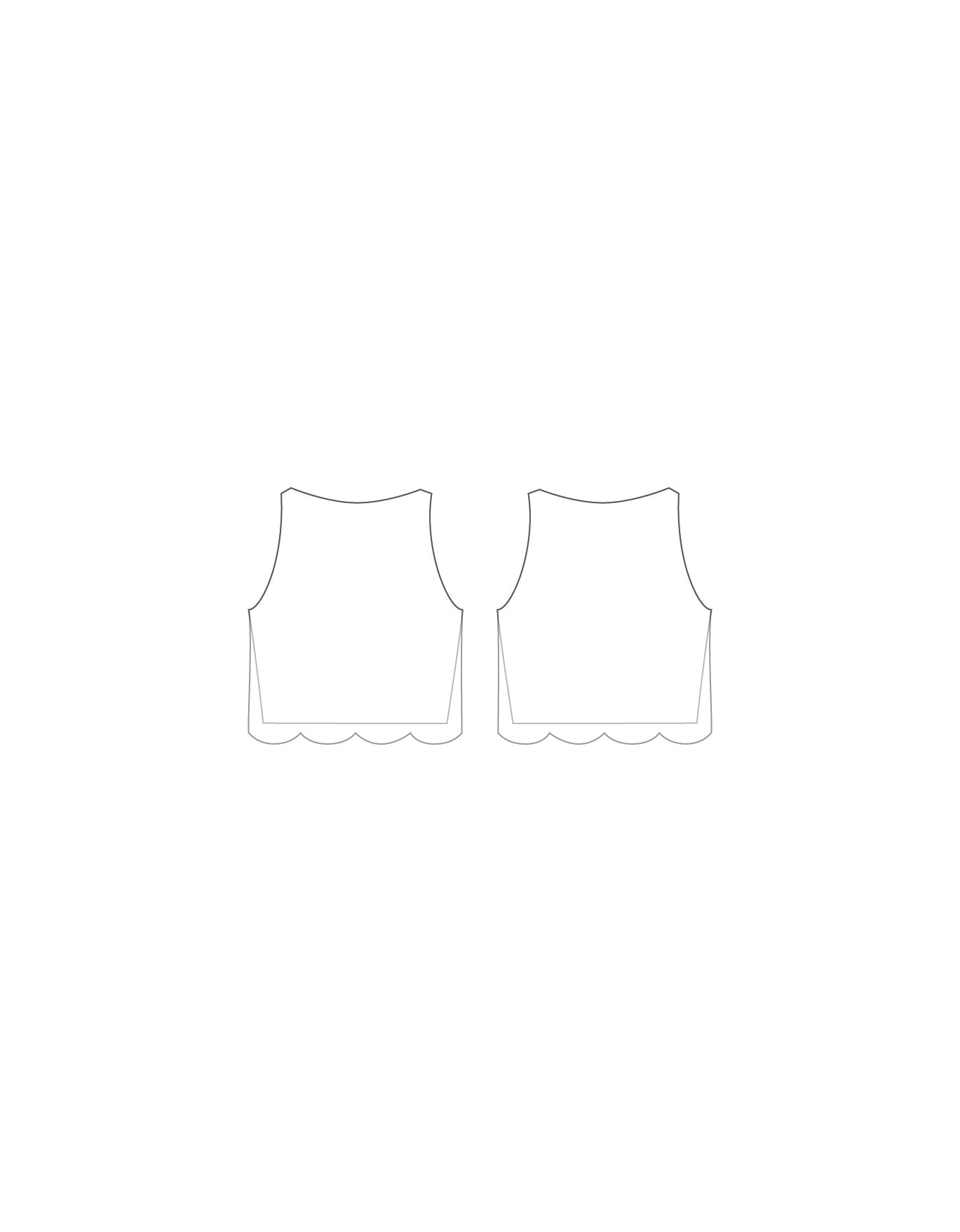 Custom Inked Sleeveless Crop Top with Scallop Layer - Lycra