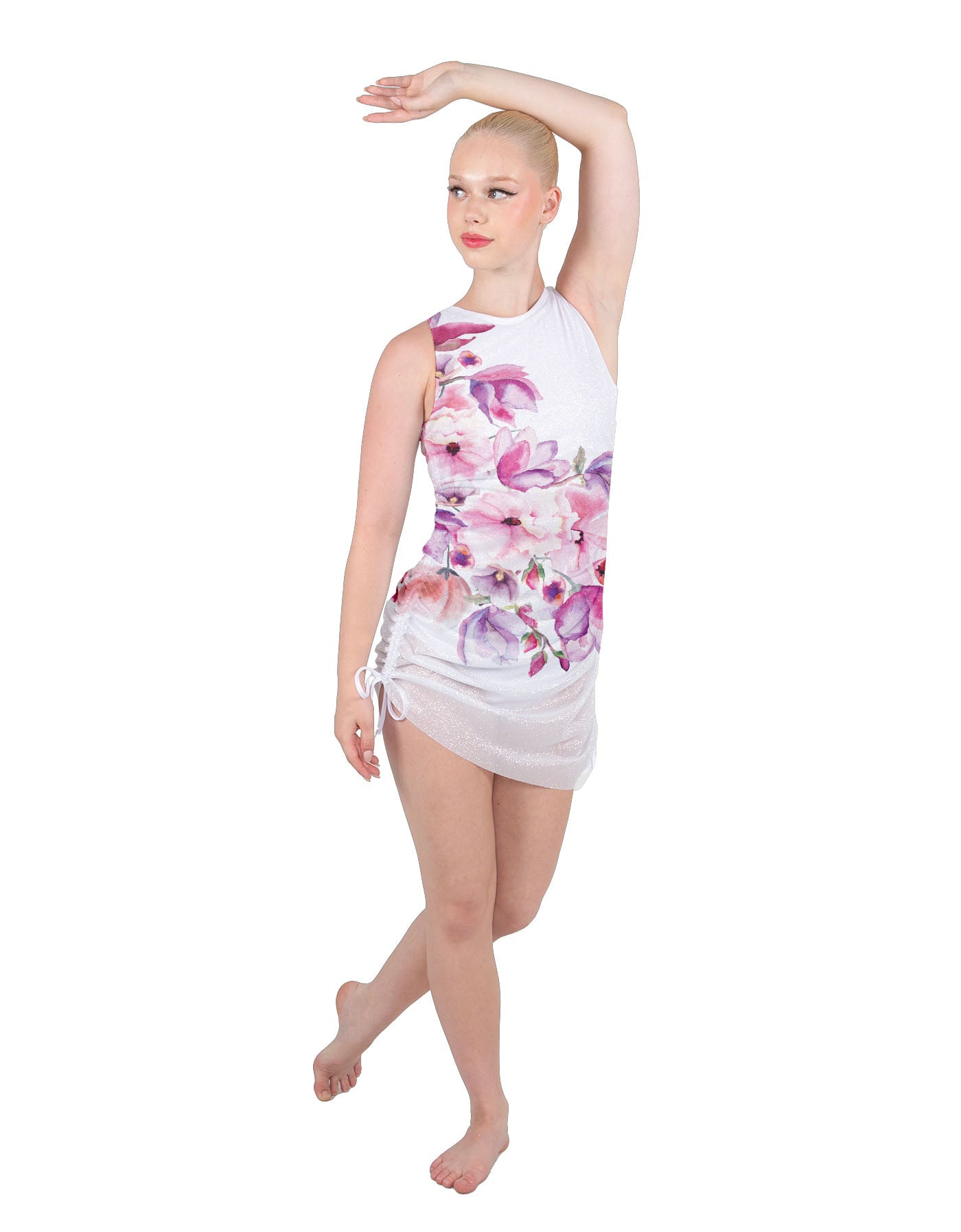 Abito senza maniche in chiffon arricciato Magnolia con body