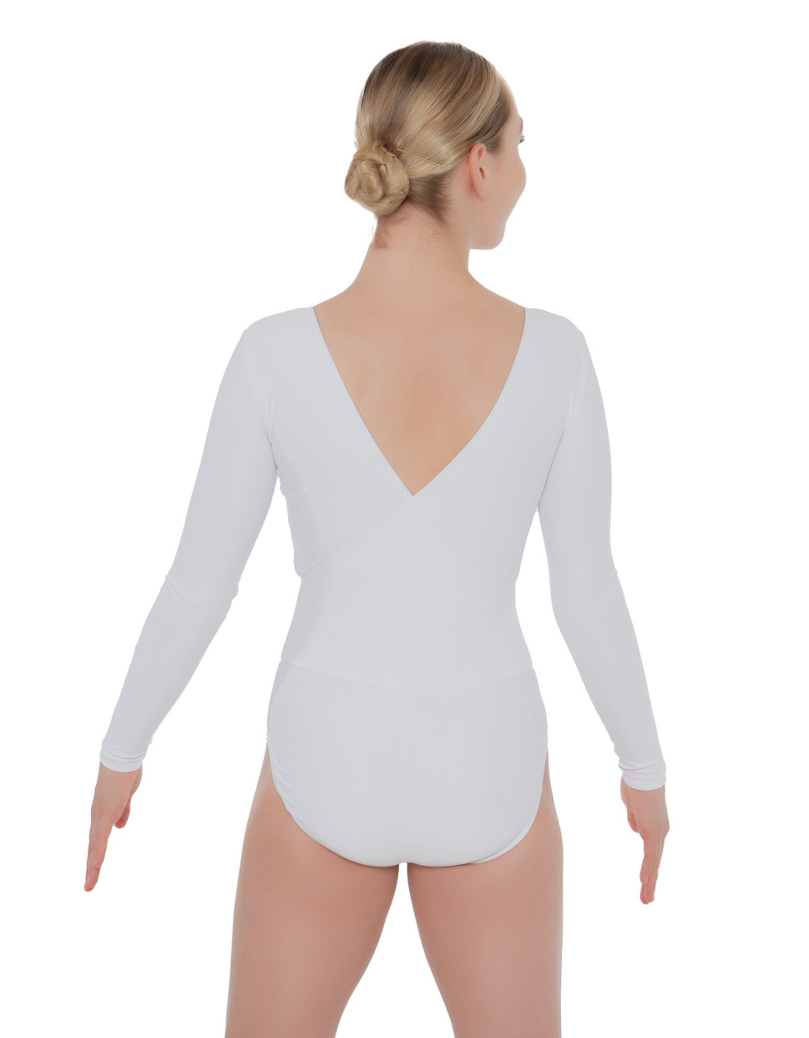 Body incrociato in lycra a maniche lunghe