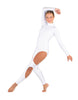 Solid Lycra LS TNeck Open Back Unitard with Cutouts