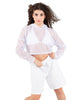 Solid Loose Mesh Hooded Top