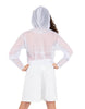 Solid Loose Mesh Hooded Top