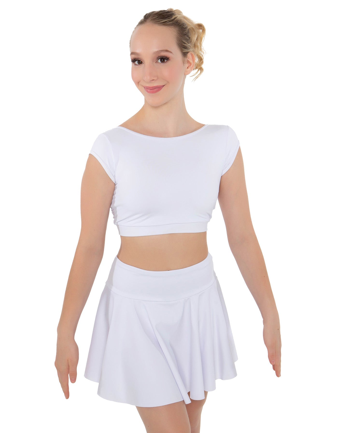 Top corto in lycra con fiocco sulla schiena