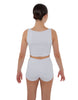 Top corto in lycra intrecciata tinta unita